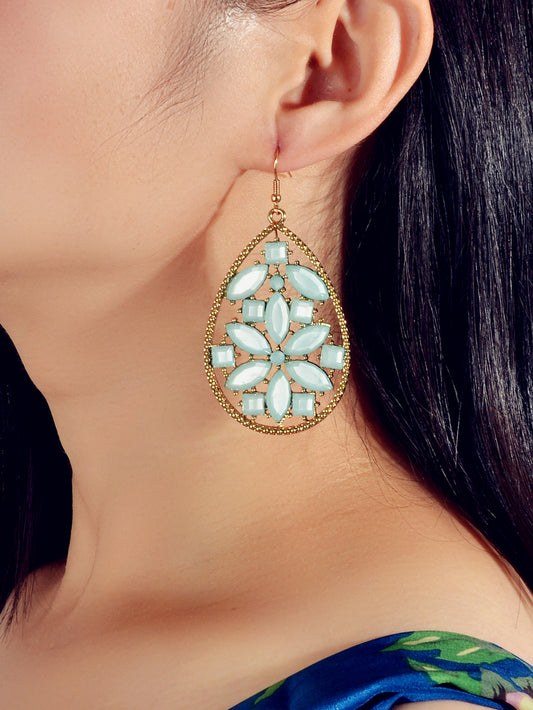 Ladies Jewellery Pink Green Acrylic Flower Water Drop Good Quality Earrings Gift