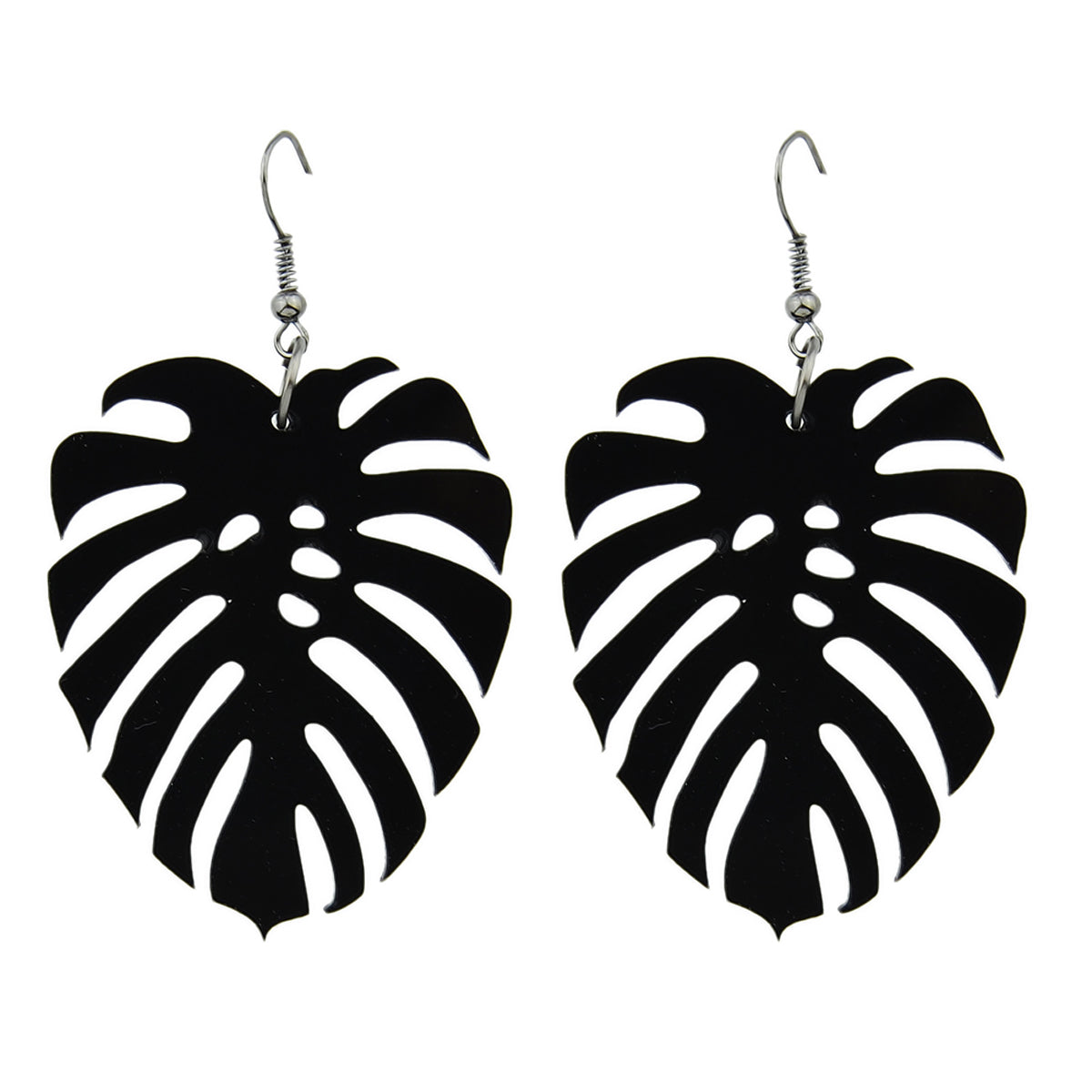 Black Acrylic Leaf Chunky Dangle Holiday Earrings Girls Designer Stylish Jewelry