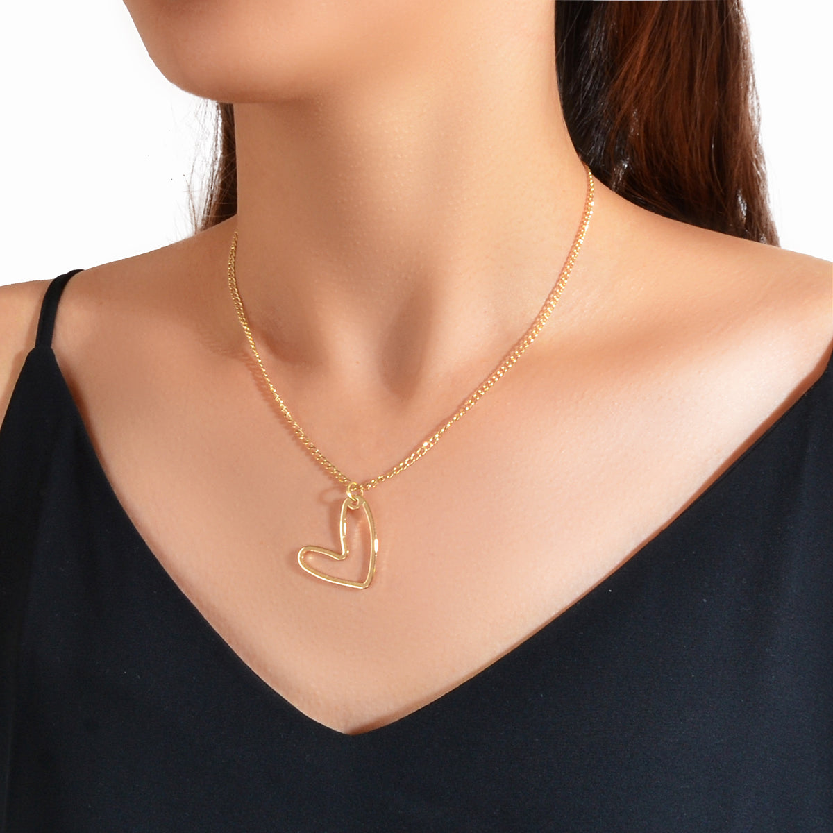 Nice Trendy Collection Gold Chain Heart Pendant Necklace Minimalist Accessories