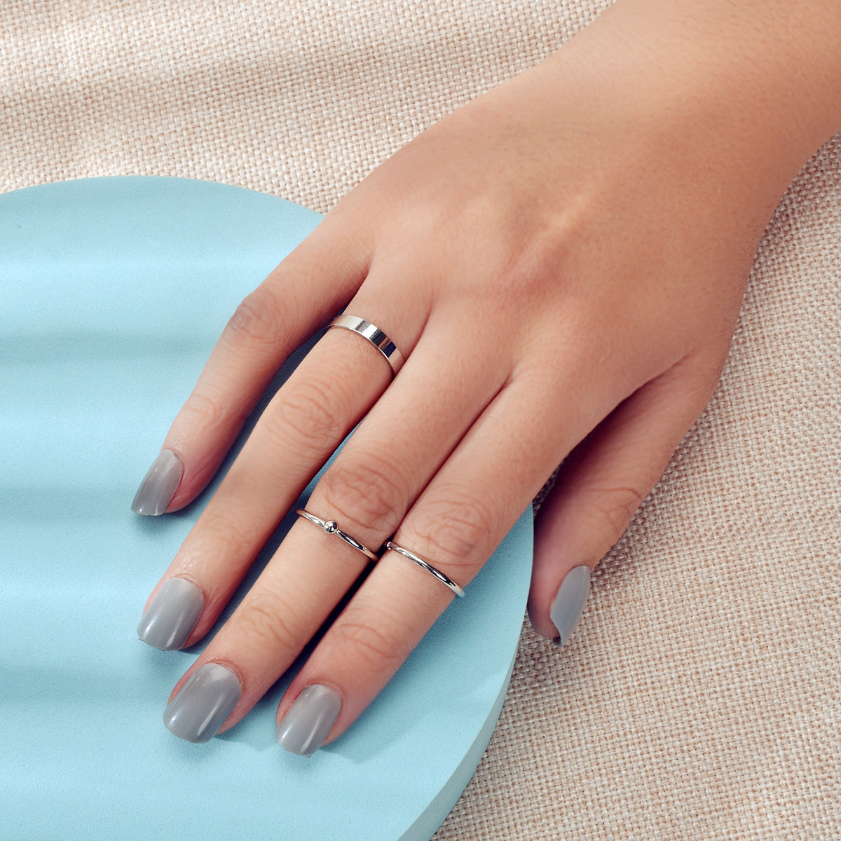 Stackable 3 pcs Gold Metal Minimalist Finger Ring set Multiple Rings Bulk Pack
