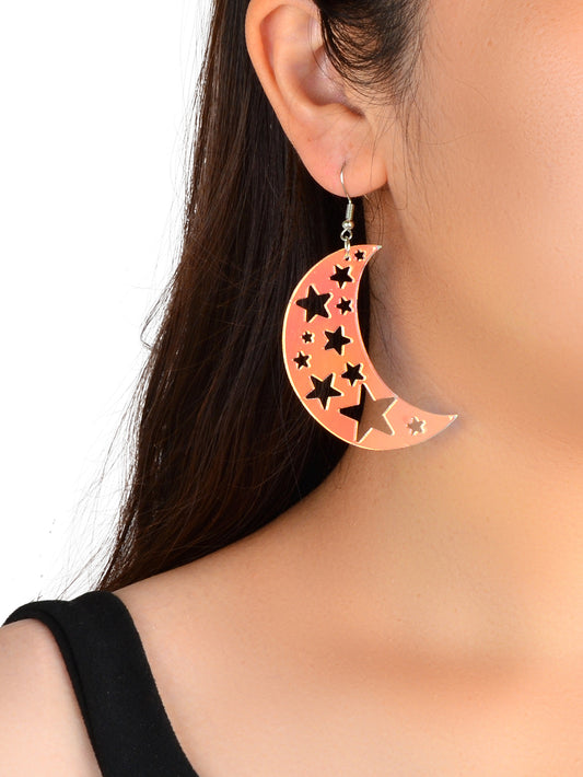 Acrylic Rainbow Colour Moon Star Hook Earrings Stunning Jewellery Gift 1 pair