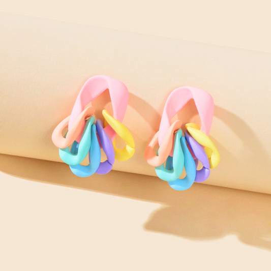 Lovely Candy Color Geometric Resin Earrings Y2K Style Sweet Cute Jewellery Gift