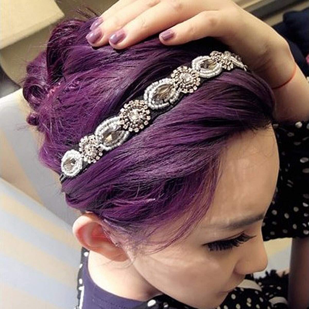 Handmade Braided Rhinestone Pearl Elastic Headbands Hair Bands Hair Accessories