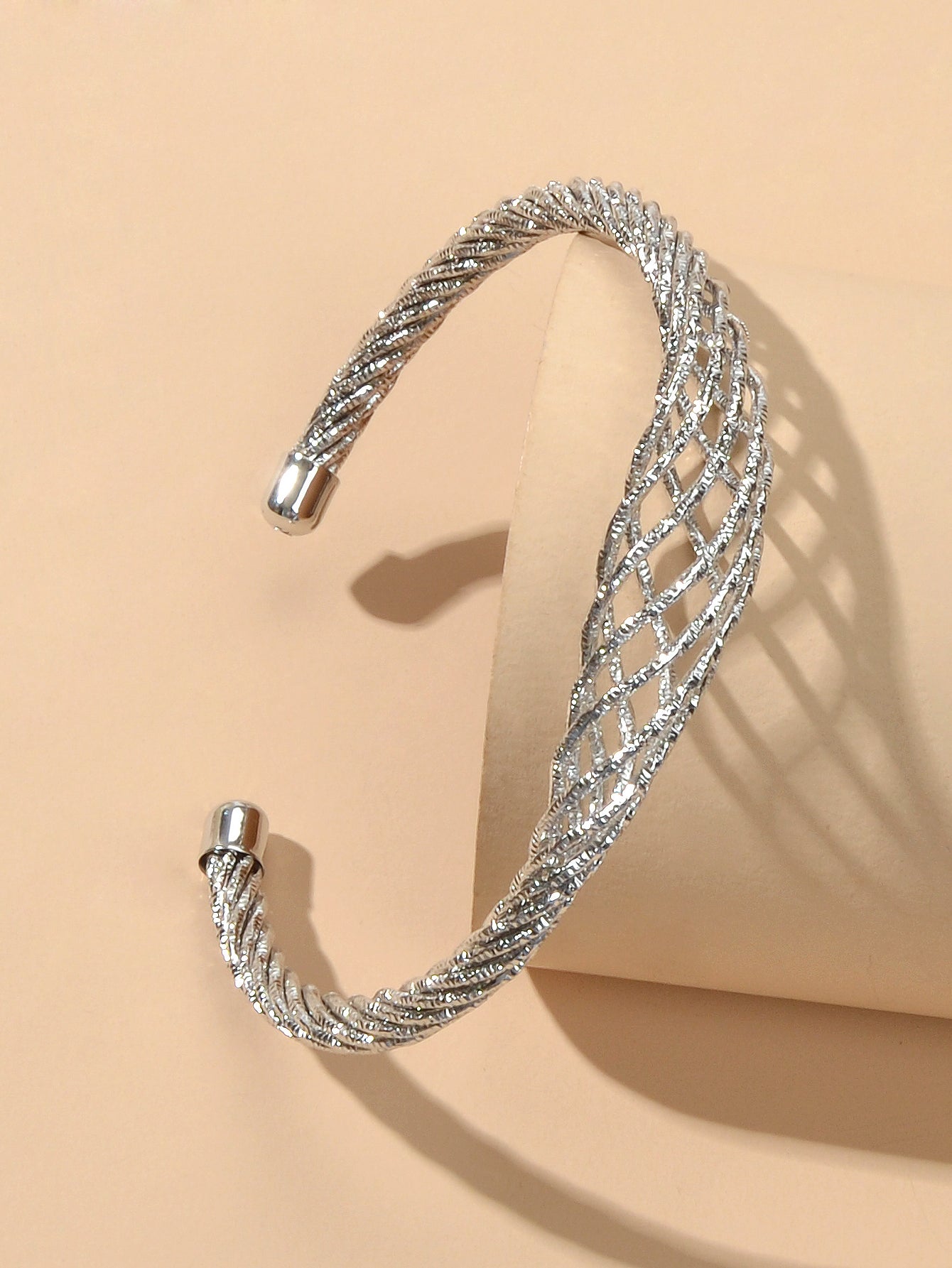 Ladies Jewellery Hollow Mesh Shape Gold Silver Open Cuff Women Bangle Bracelets