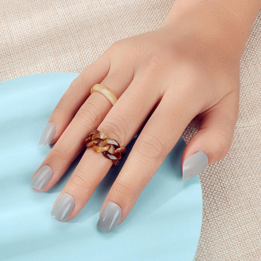 2pcs Trendy Jewelry Blue Brown Geometric Stackable Multiple Midi Finger Ring Set