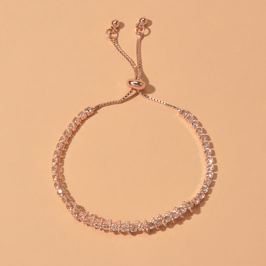 Trendy Rhinestone Sparkle Bling Crystal Tennis Bracelet Adjustable Wristband
