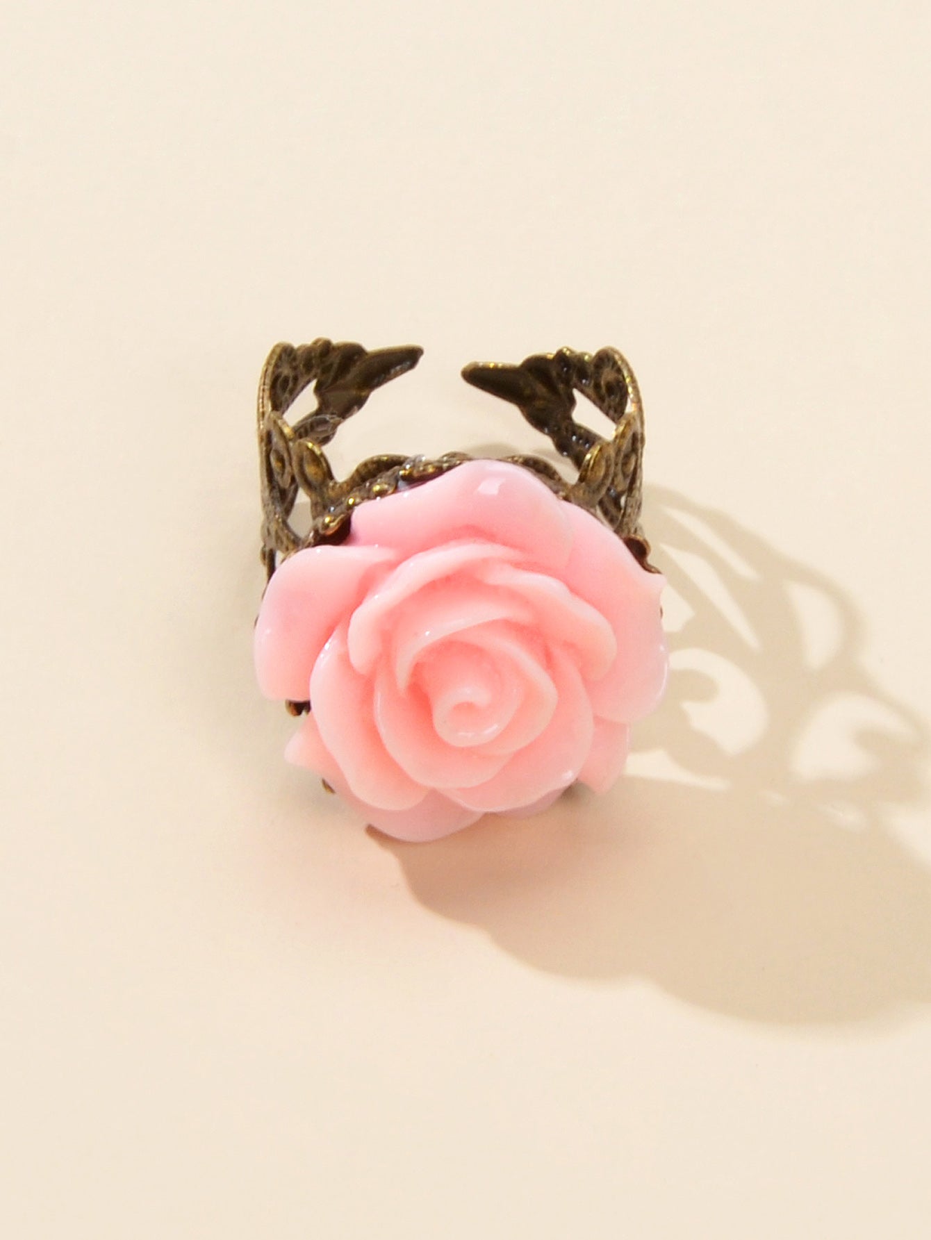 Retro Gothic Jewellery Resin Flower Open Cuff Finger Ring Antique Accessories