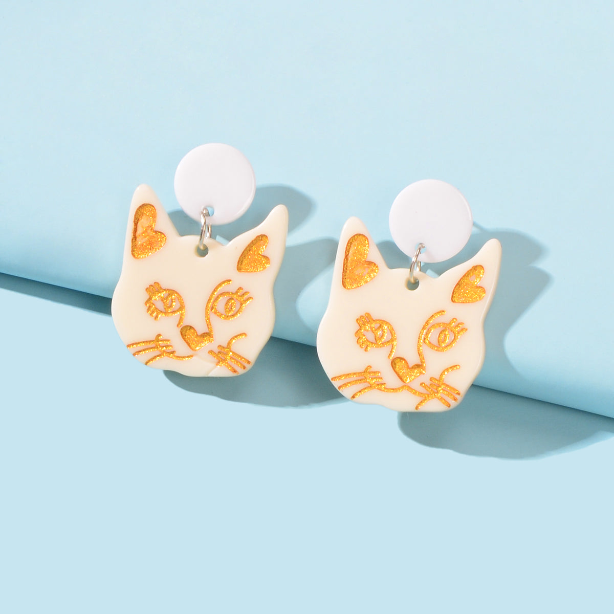 Party Jewellery Gift Black Beige Acrylic Dangle Cute Animal Cartoon Cat Earrings