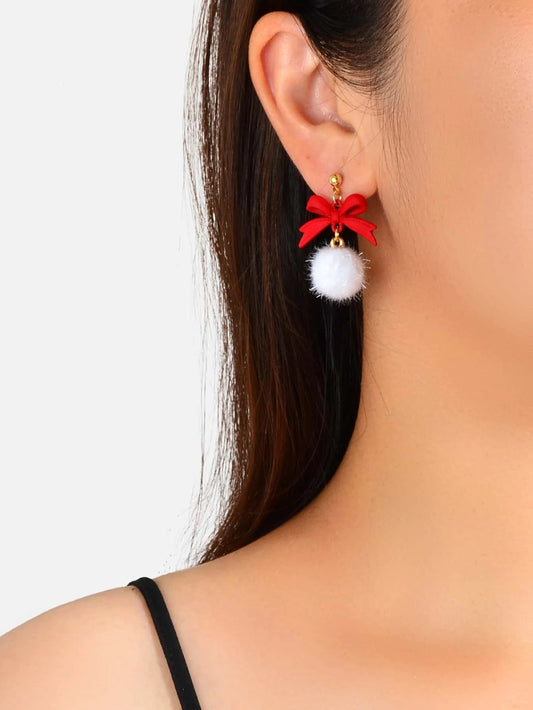 Bow Ball Earrings Dangle Drop Charm Stud Jewelry Women Girl Teens Beautiful Gift