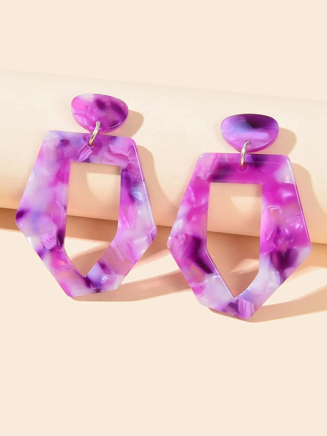 Mixed Color Geometric Acrylic Dangling Elements Earrings Women Party Decoration