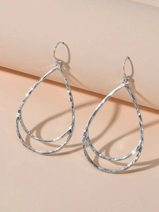 Fashion Jewellery Silver Metal Minimalist Water Drop Earrings Women Accessories