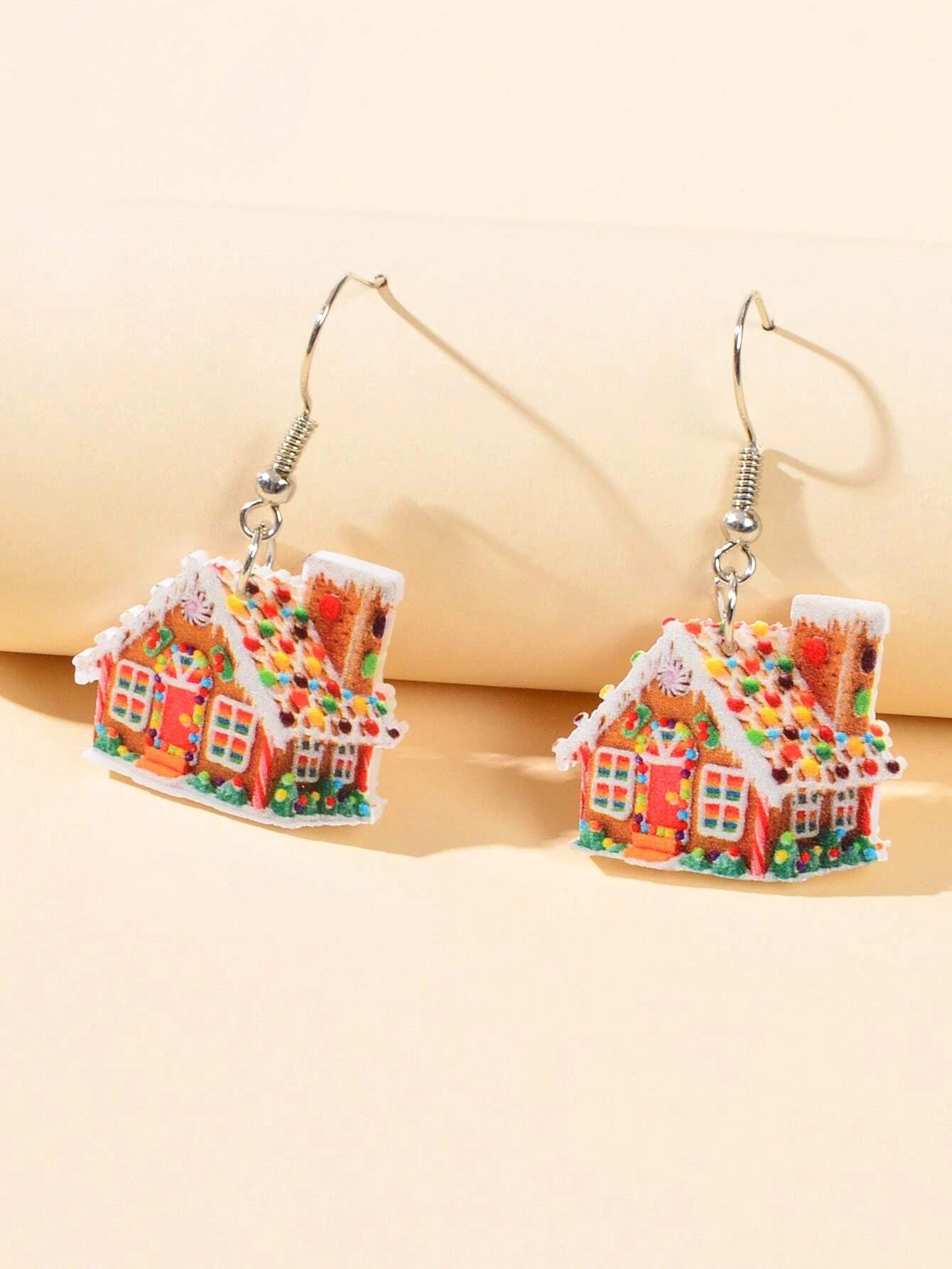 Colorful Christmas Jewellery Snow House Drop Dangle Earrings Party Festival Gift