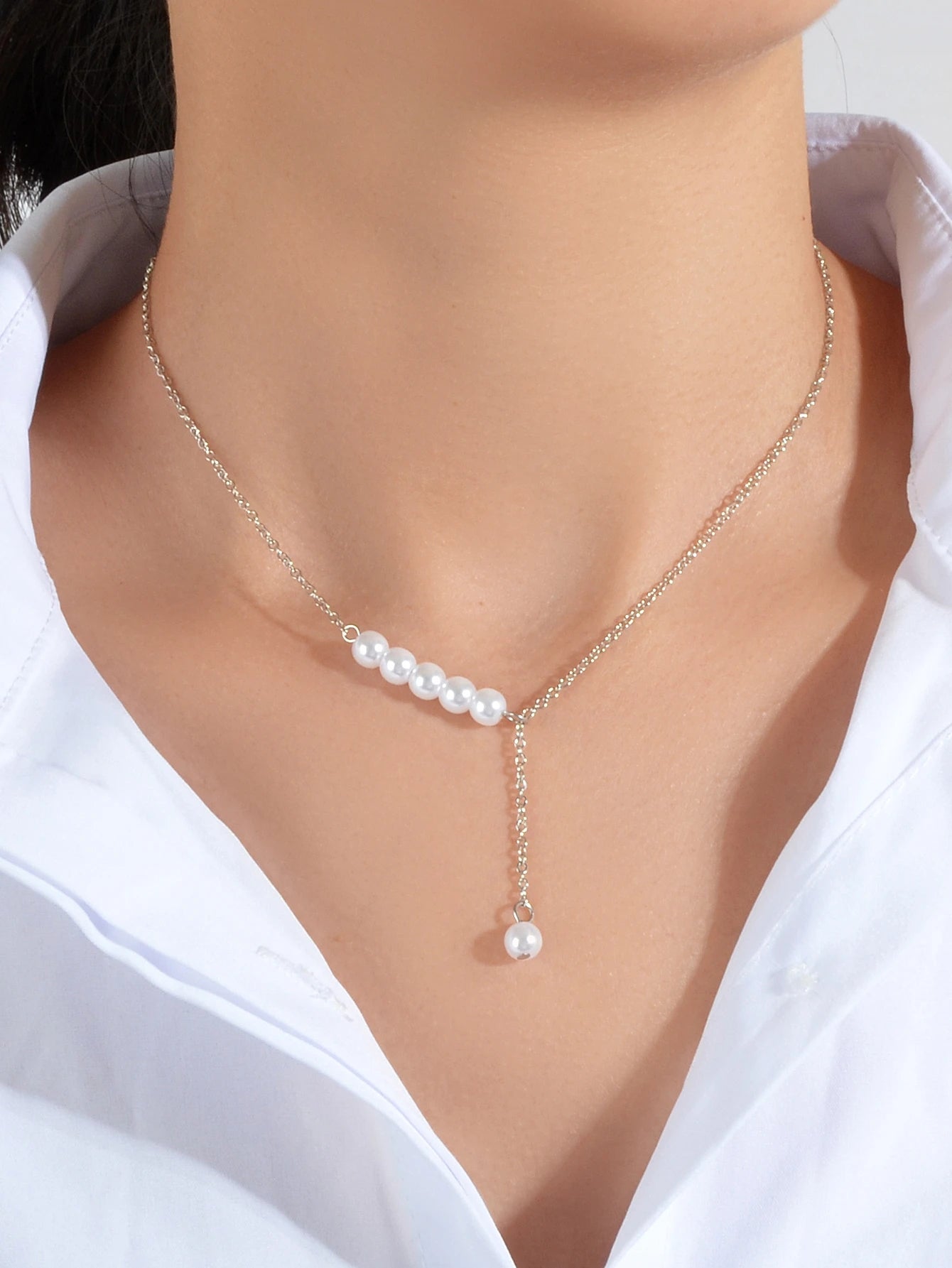 Luxurious jewellery Pearl Gold Silver Chain Y Shape Pendant Necklace Accessories