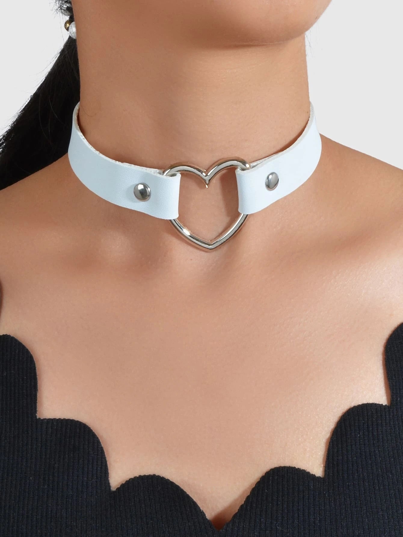 Punk Gothic Leather Love Heart Choker Collar Buckle Necklace Teens Stunning Gift