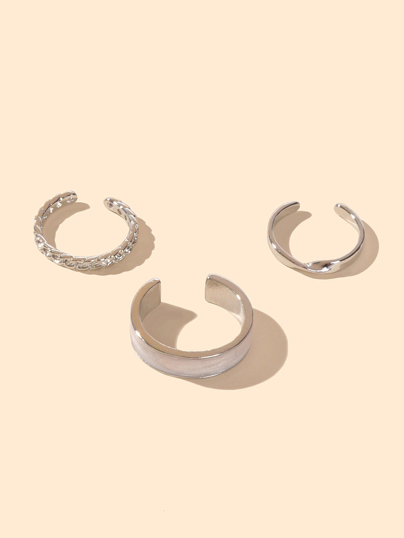 3 pcs Retro Stackable White Enamel Midi Knuckle Ring set Multiple Bulk Pack Ring