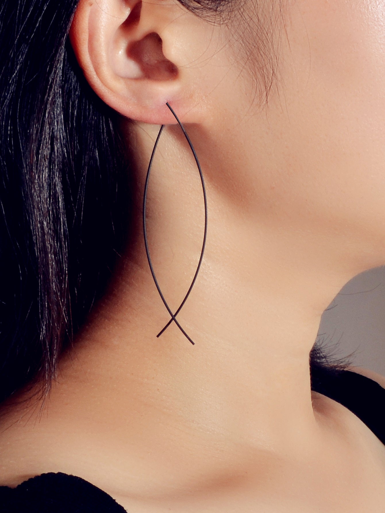 Statement Gold Silver Black Metal Cross Minimalist Hoop Earrings for Women Party
