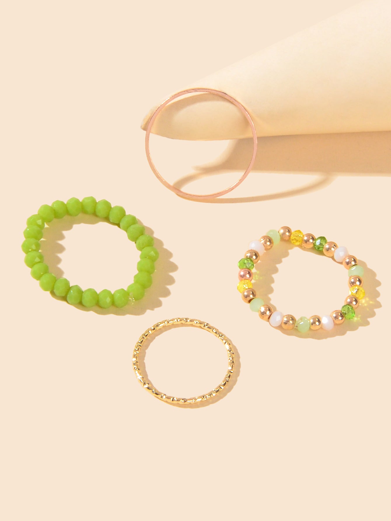 4 pcs Elastic Beads Toe Rings Band Open Boho Midi Tail Ring set Beach Jewellery