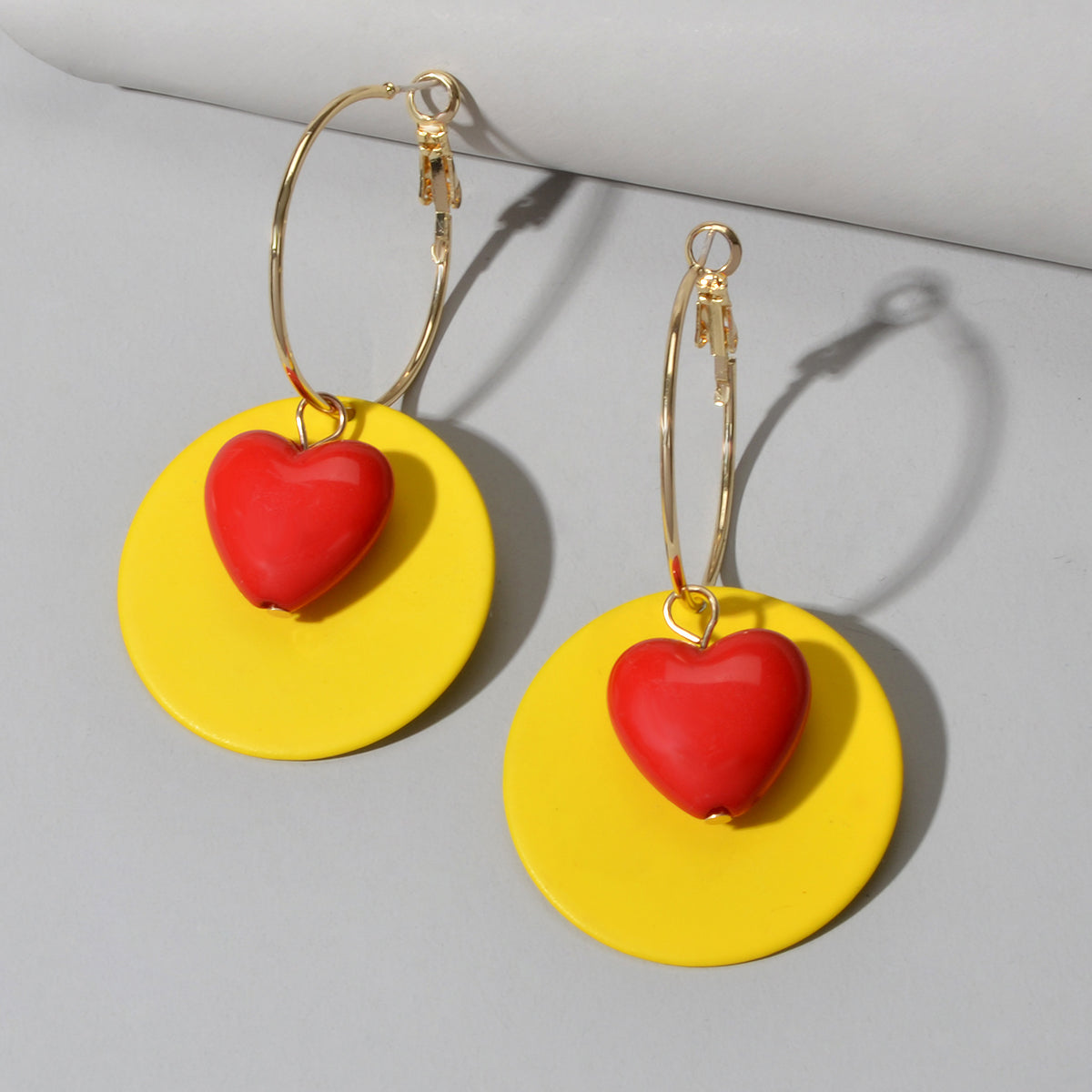 Female Jewellery Round Heart Gold Circle Hoop Earrings Women Party Decoration