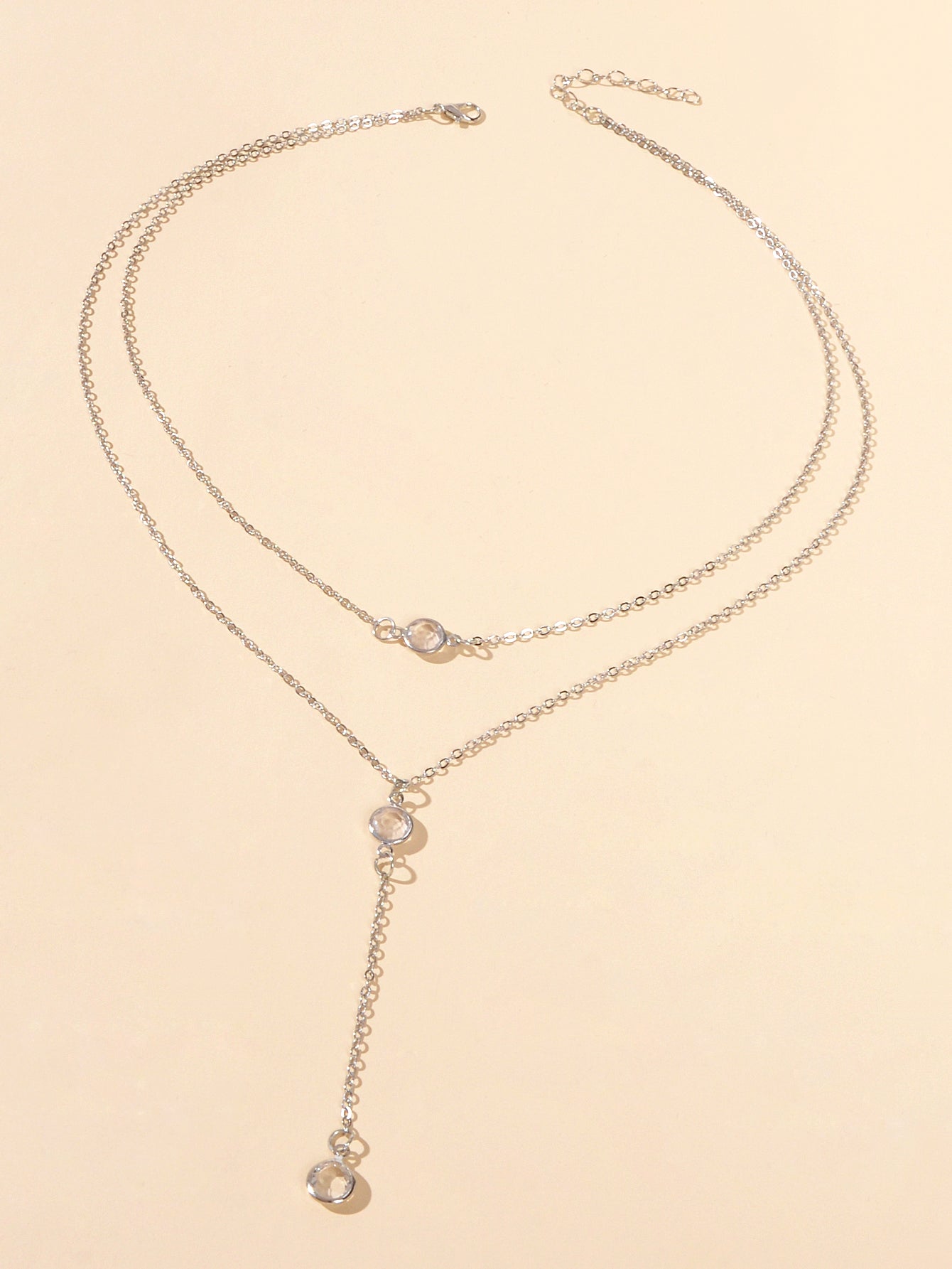 Female Gold Silver Chain Double Layered Necklace Long Chain Dangle Y Necklace
