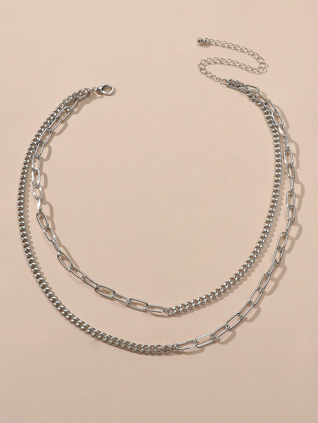 Punk Jewelry Silver Double layer Chain Necklace Wholesale Price Women Accessory