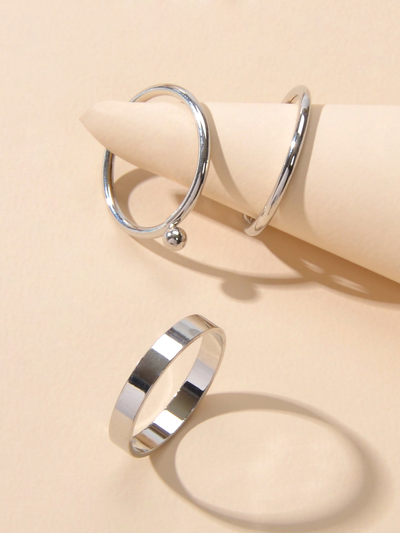 Stackable 3 pcs Gold Metal Minimalist Finger Ring set Multiple Rings Bulk Pack