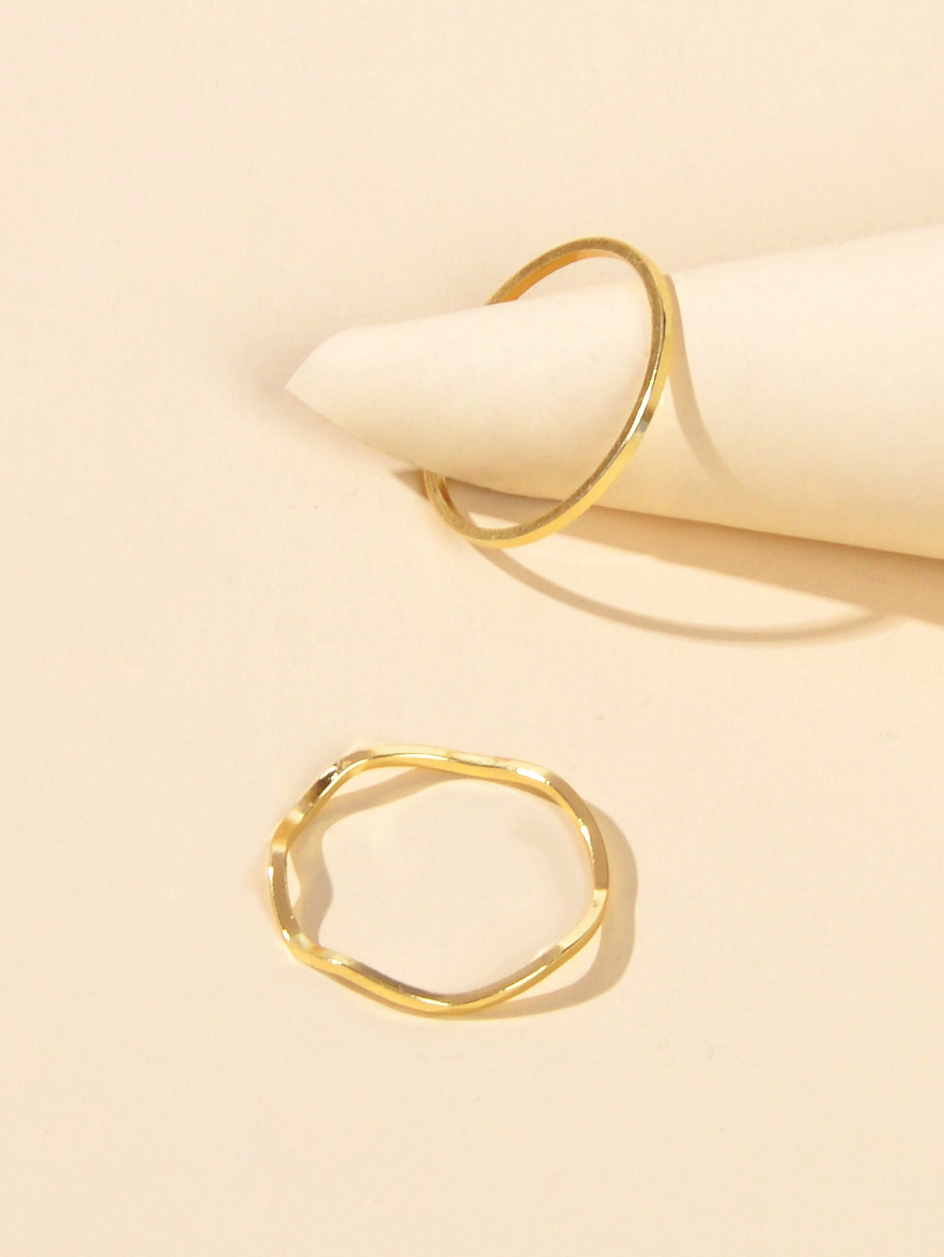 2 pcs Gold Silver Metal Multiple Minimalist Stackable Knuckle Midi Rings Set