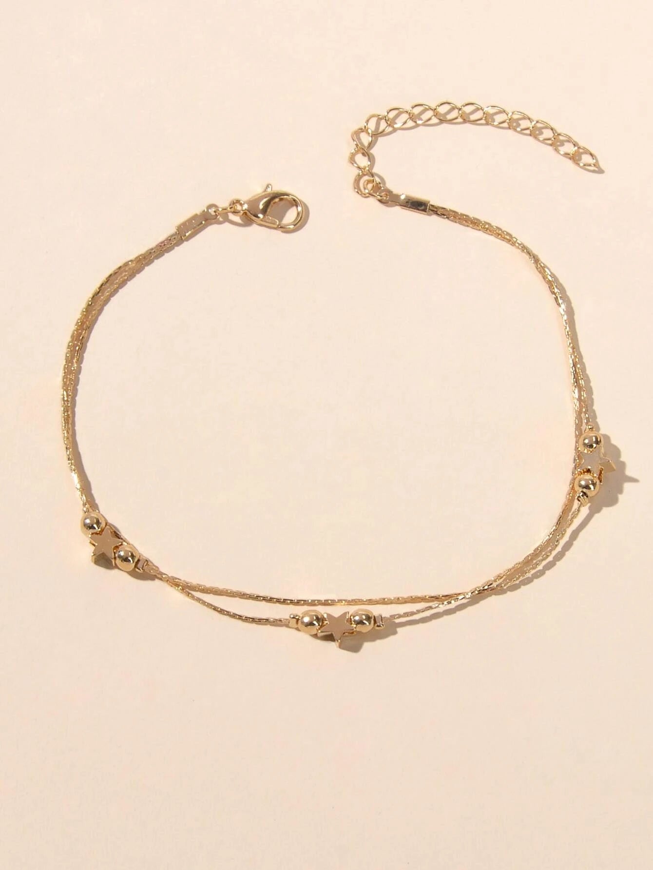 Boho Chic Beach Double layer Chain Beads Star Sandal Beaded Anklet Bracelet Gift
