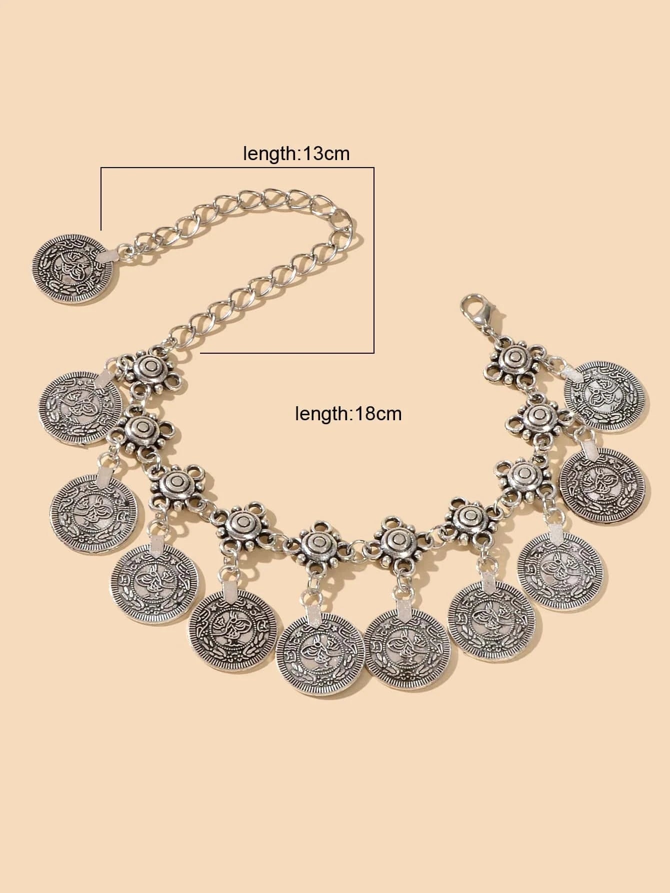 AU Post Tribal Ethnic Vintage Boho Chic Antique Coin Charm Anklet Foot Bracelet