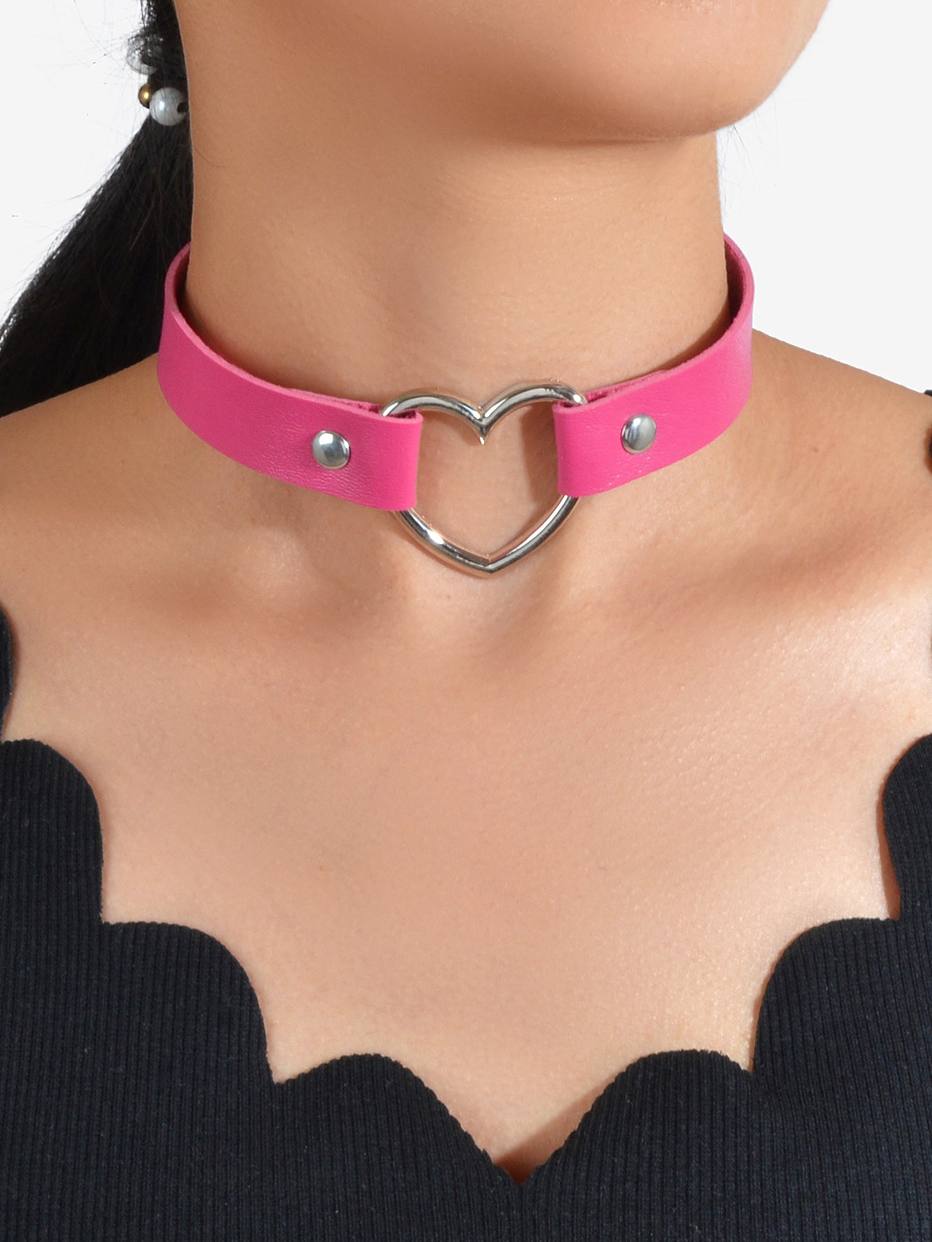 Punk Gothic Leather Love Heart Choker Collar Buckle Necklace Teens Stunning Gift