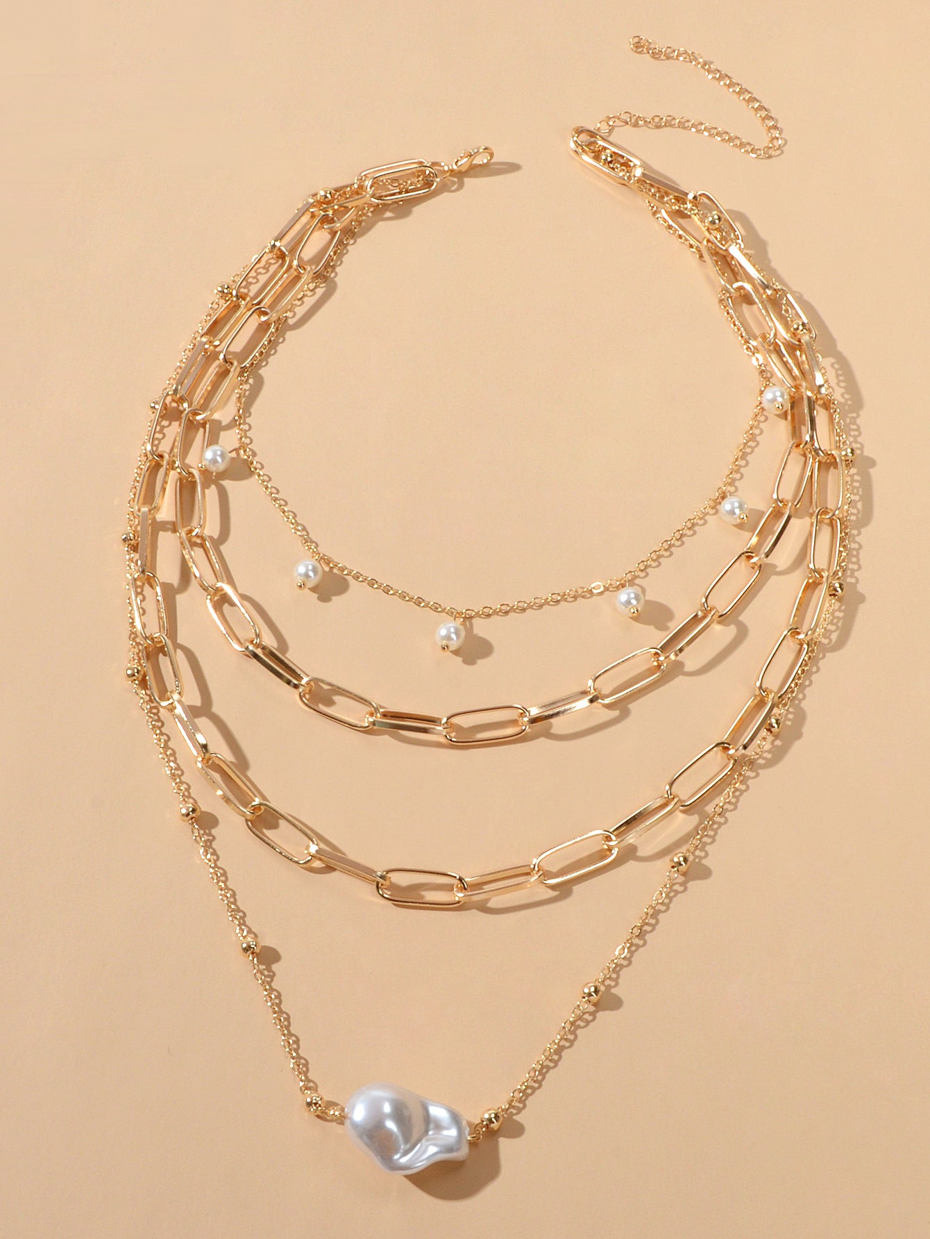Statement Pearl Charm Multi-layer Gold Chunky Collar Necklace Party Decoration