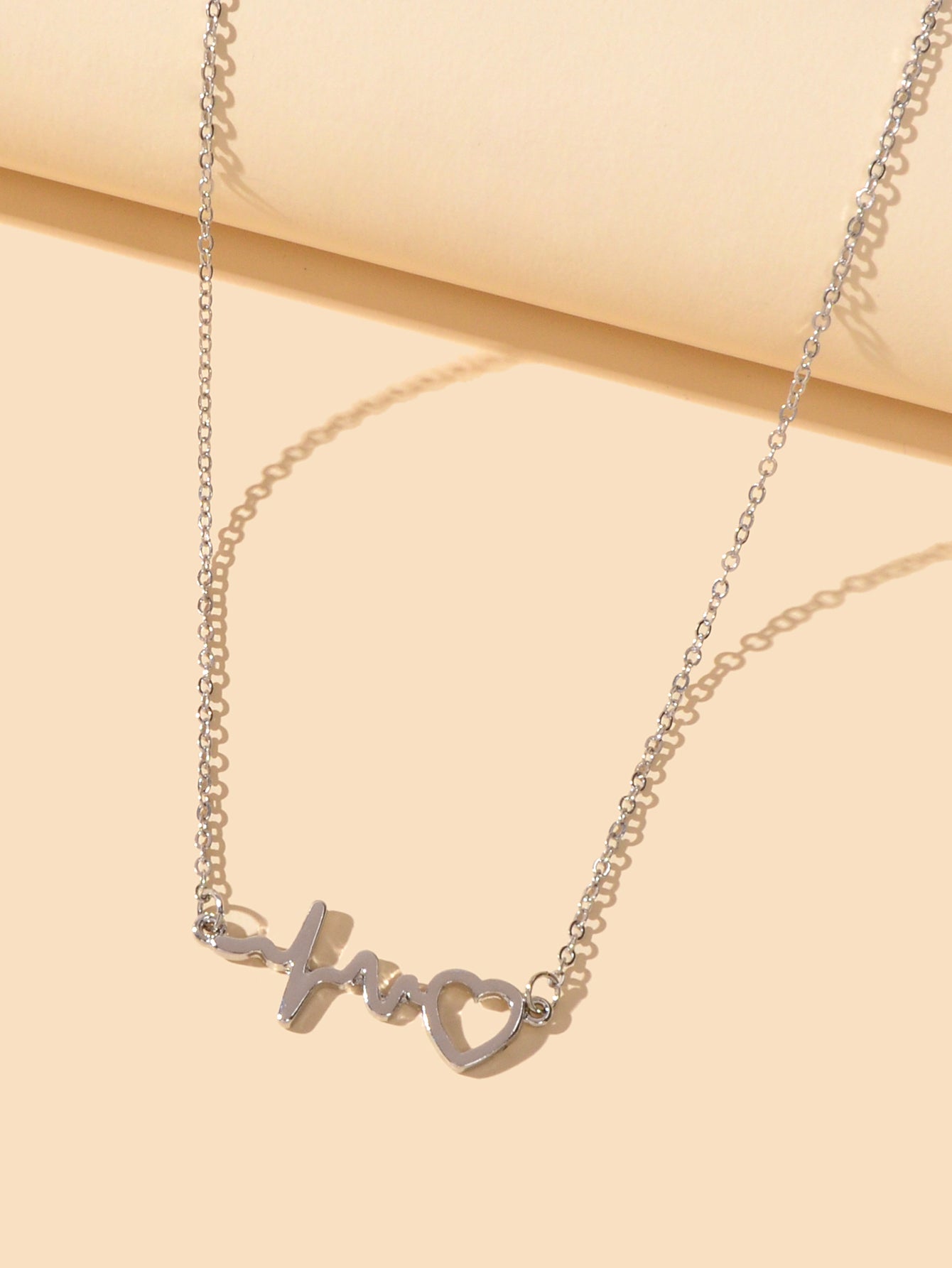 Minimalist Jewelry Gold Silver Chain Heartbeat Pendant Necklace Party Decoration