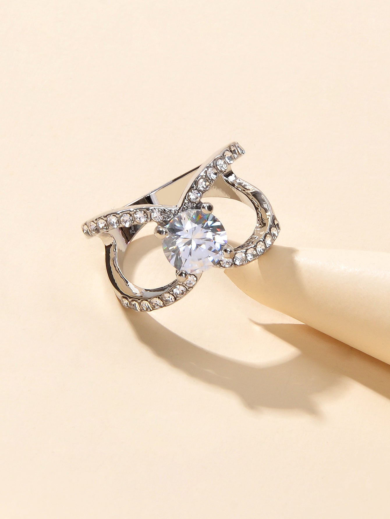 Perfect Engagement Wedding Jewellery Luxurious Faux Cubic Zirconia Cross Ring