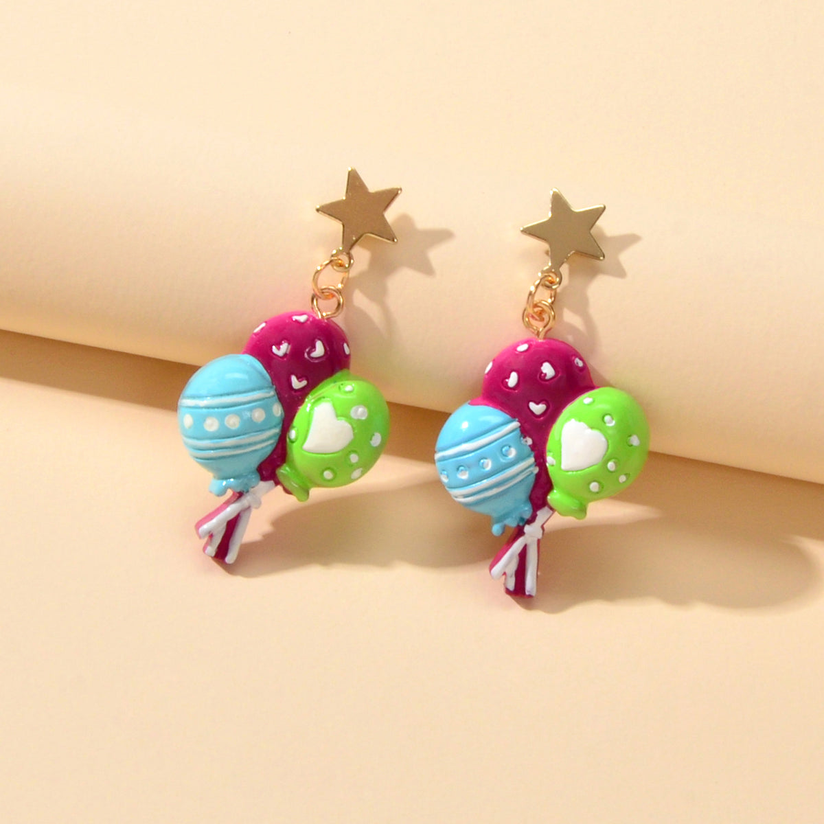 Personality Creative Colorful Resin Balloon Dangle Stud Gift Earrings for Women