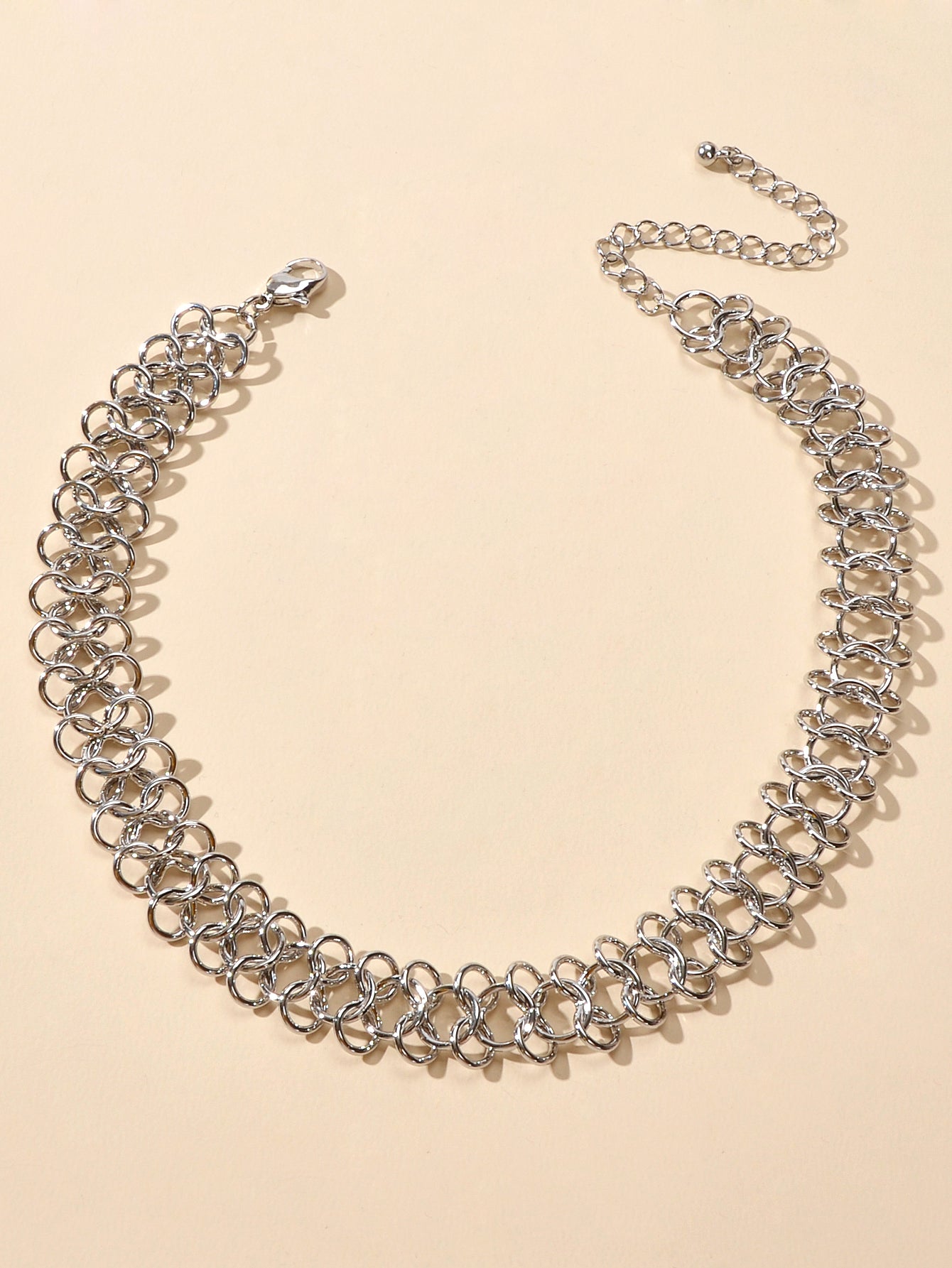Punk Jewelry Silver Link Lock Chain Short Statement Necklace Choker Accessories