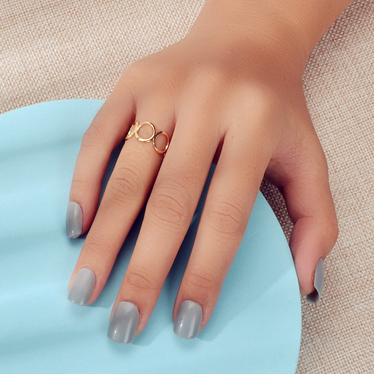Party Minimalist Style Gold Silver Circle Metal Punk Midi Knuckle Open Cuff Ring