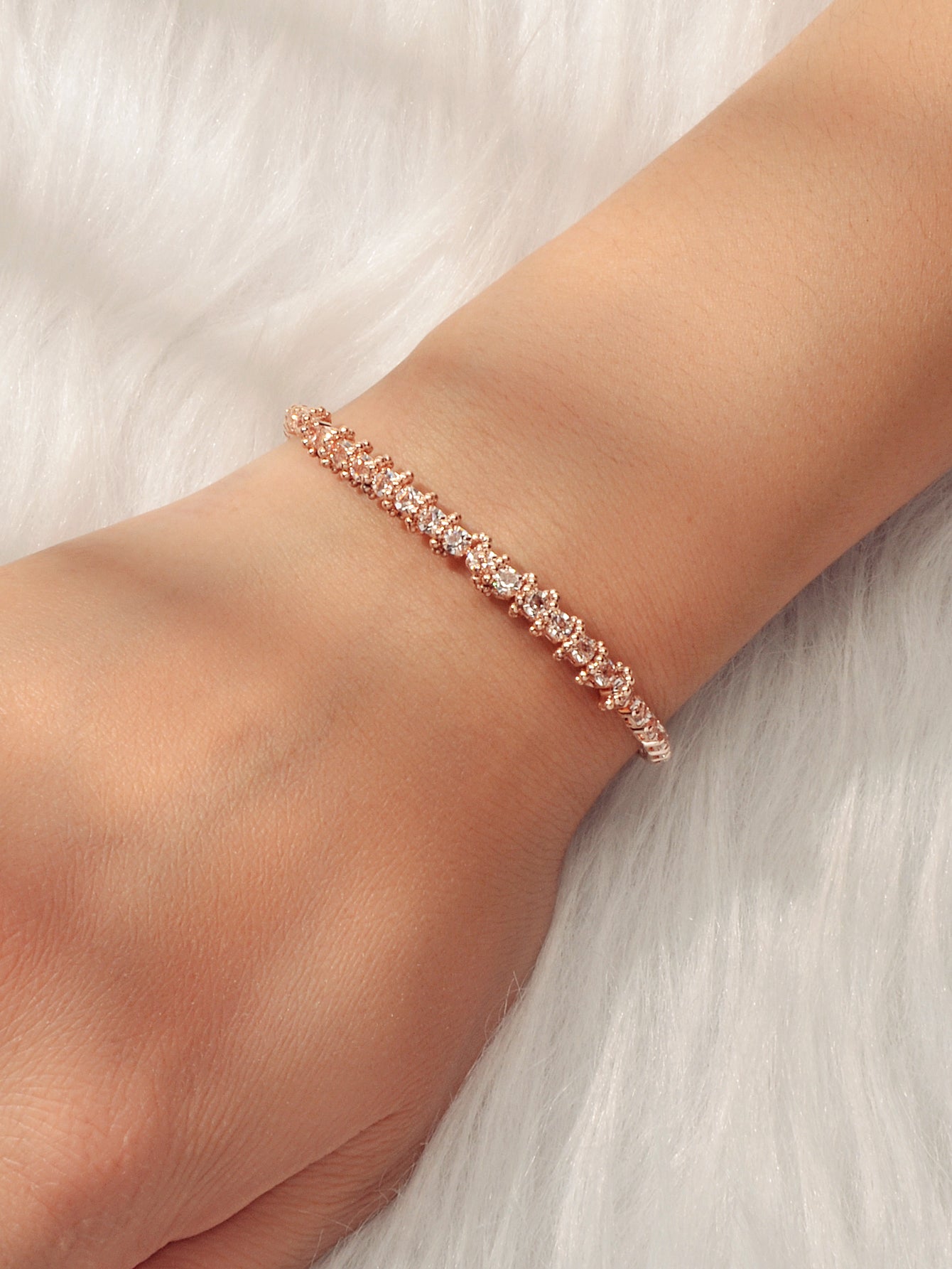 Trendy Rhinestone Sparkle Bling Crystal Tennis Bracelet Adjustable Wristband