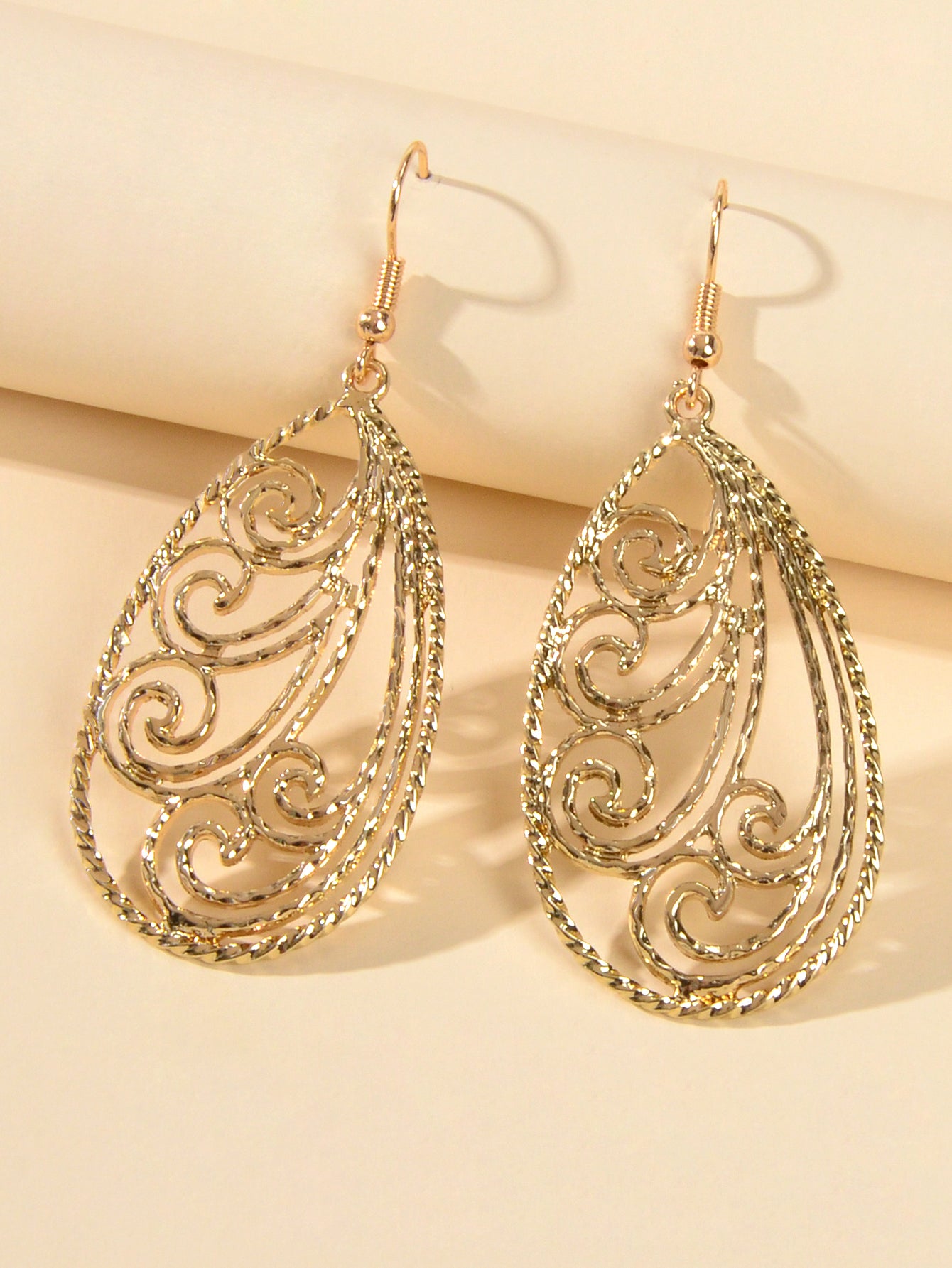 Party Decoration Women Gold Silver Hollow out Flower Water Drop Dangle Earrings