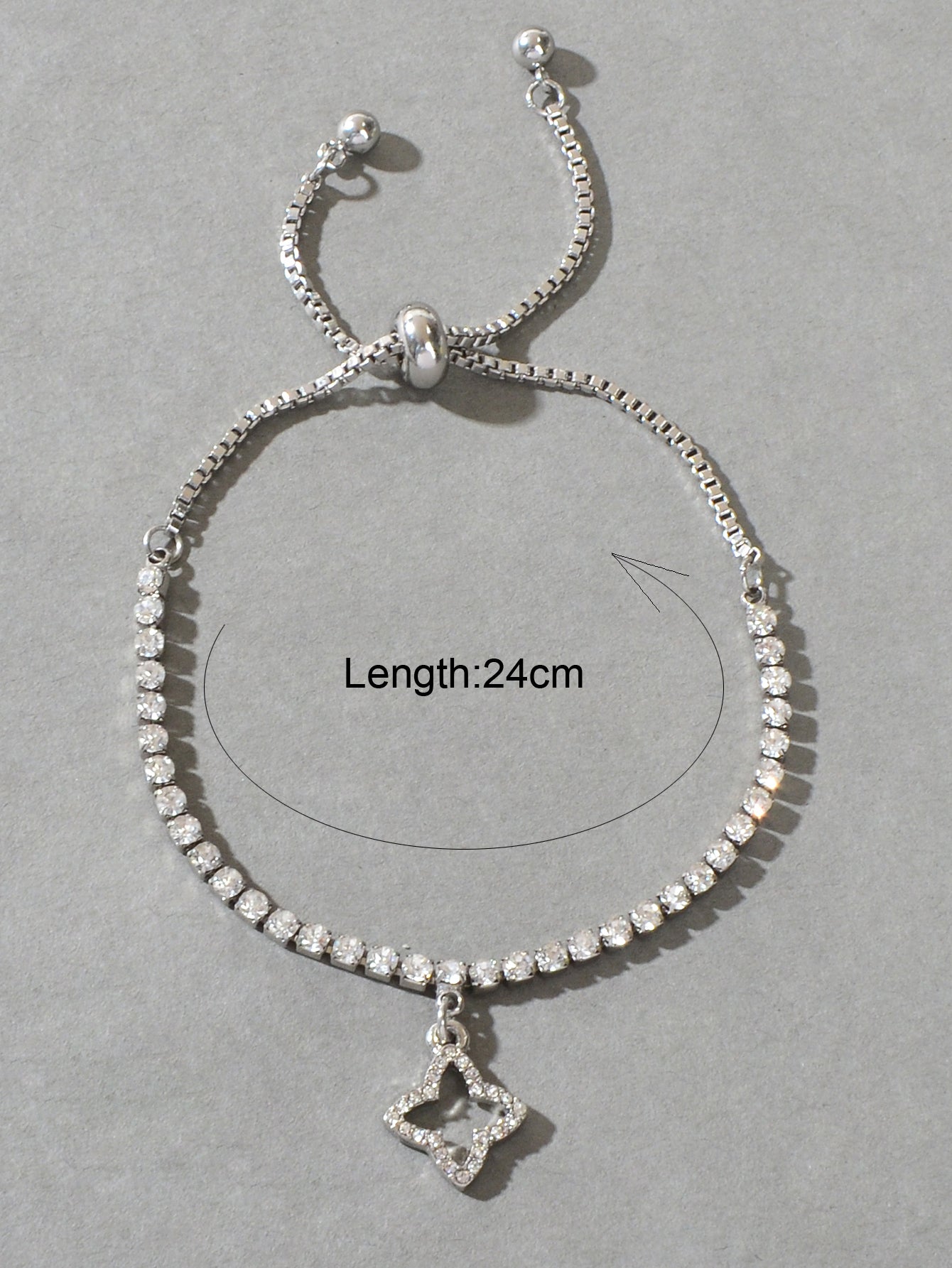 Luxury Full Rhinestone Flower Charm Silver Bracelet Perfect Wedding Gift Jewelry
