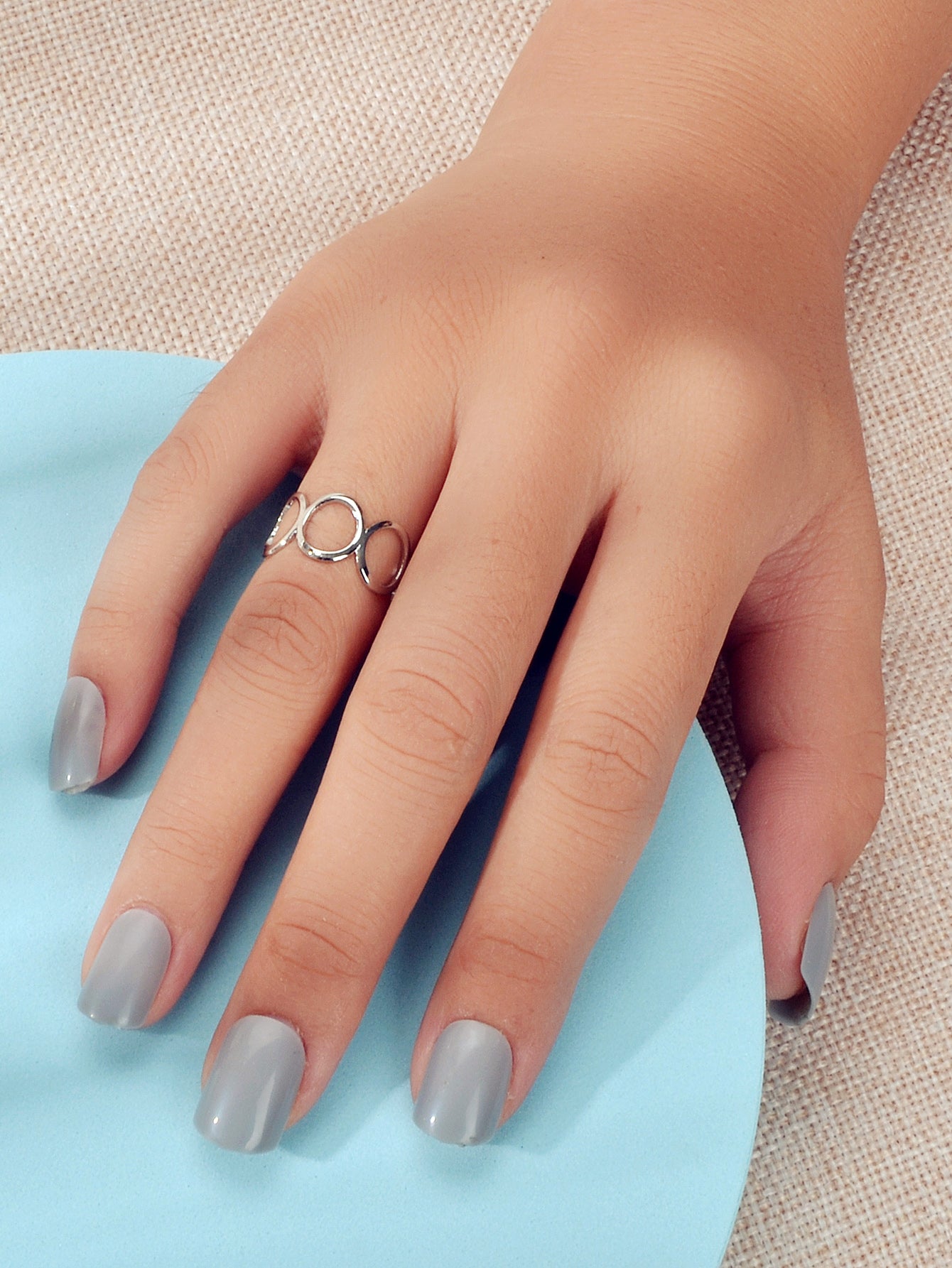 Party Minimalist Style Gold Silver Circle Metal Punk Midi Knuckle Open Cuff Ring