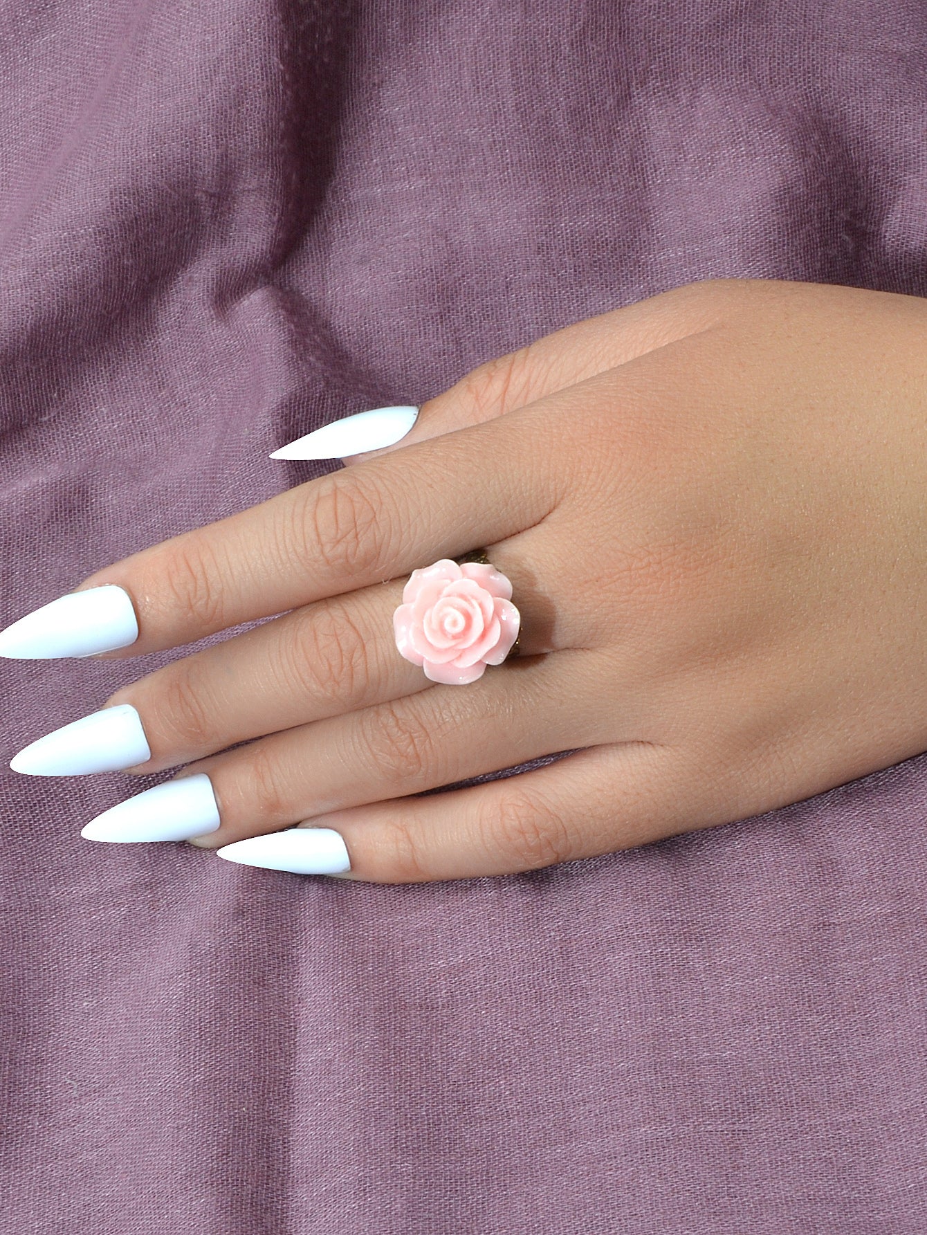 Retro Gothic Jewellery Resin Flower Open Cuff Finger Ring Antique Accessories