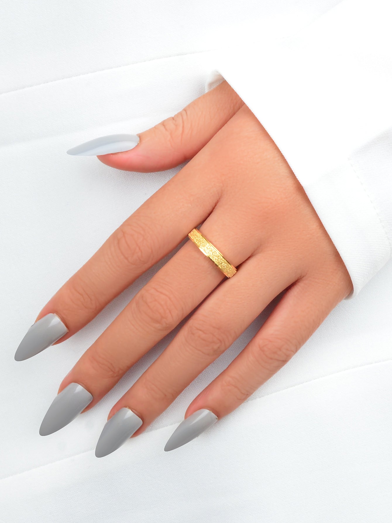 Anniversary Wedding Jewellery Stainless Steel Gold Silver Ring Women Finger Band
