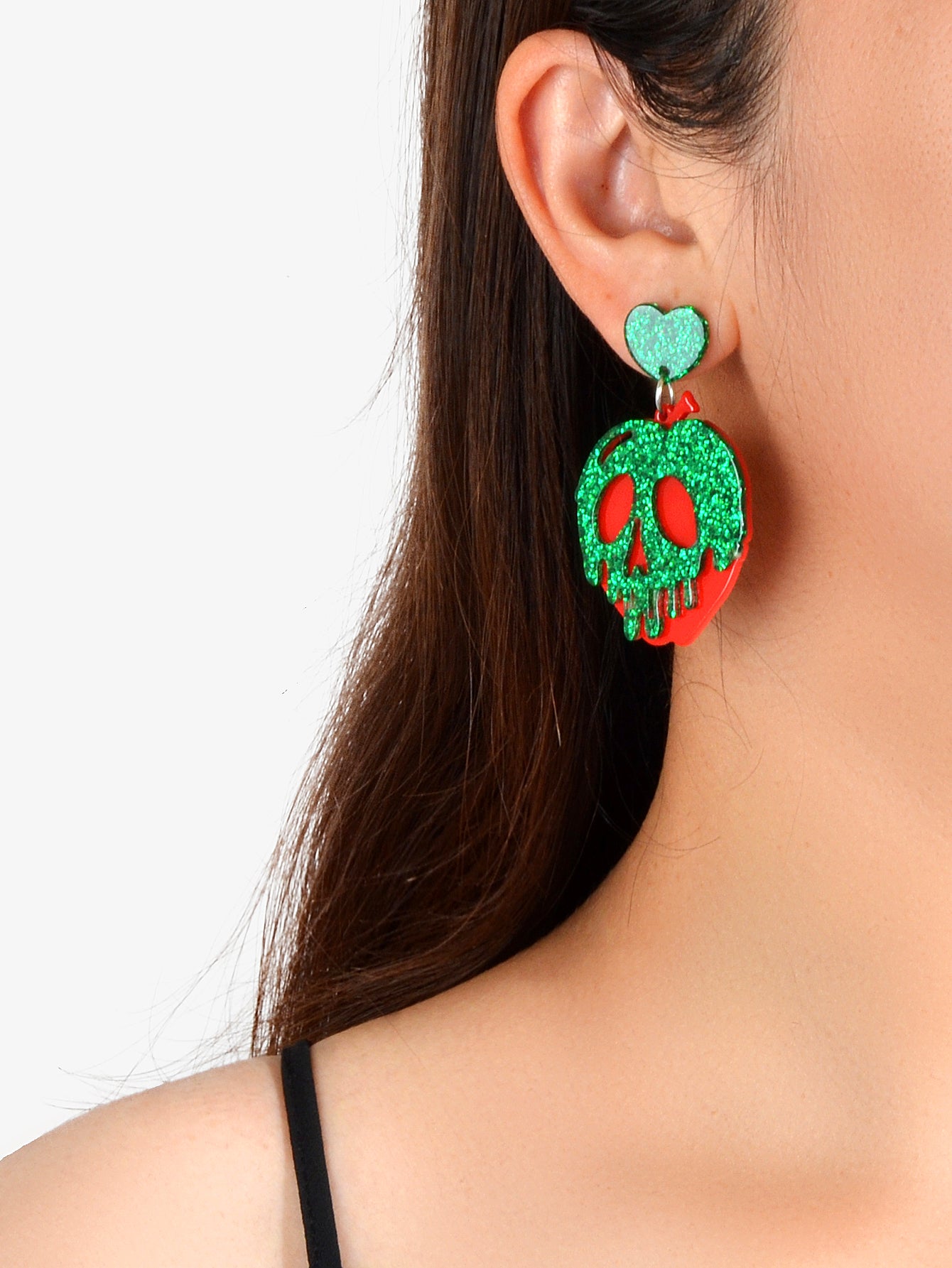 Personality Creative Jewelry Red Strawberry Green Skull Punk Rock Weird Earrings
