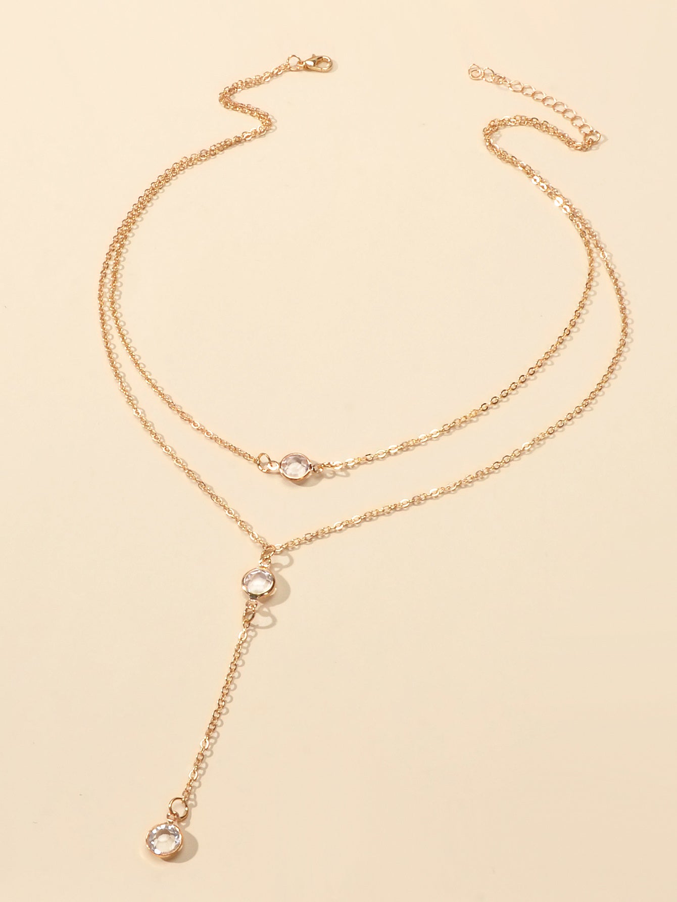 Female Gold Silver Chain Double Layered Necklace Long Chain Dangle Y Necklace