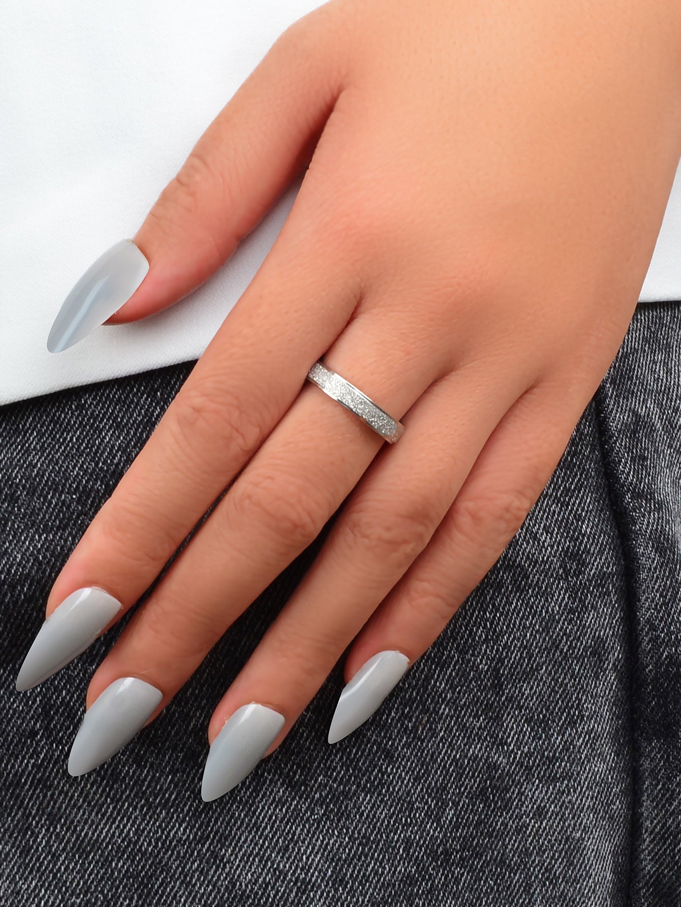 Anniversary Wedding Jewellery Stainless Steel Gold Silver Ring Women Finger Band