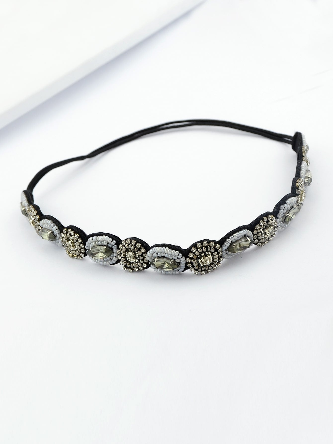 Handmade Braided Rhinestone Pearl Elastic Headbands Hair Bands Hair Accessories