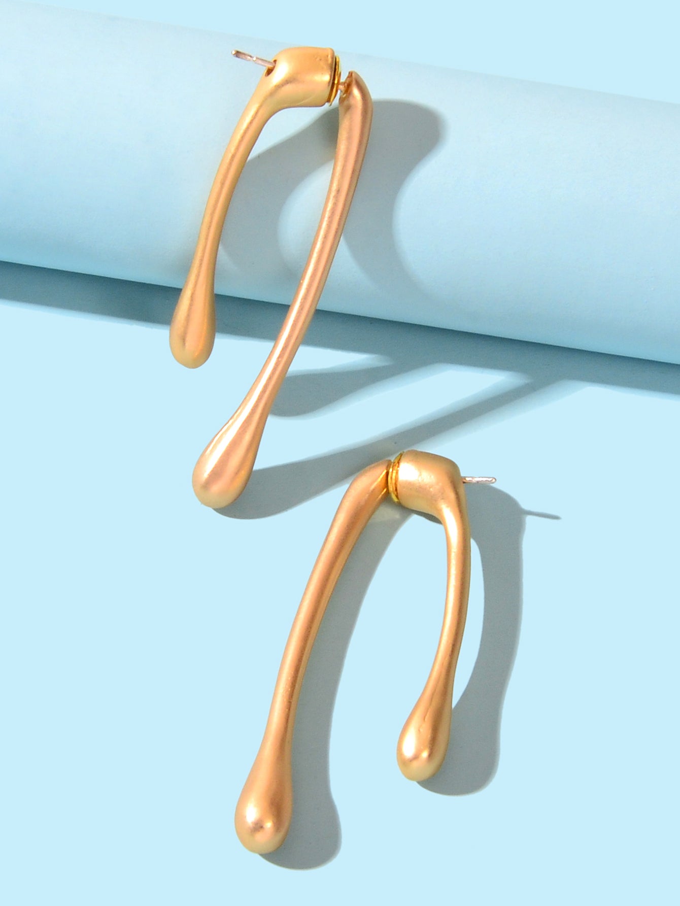 Designer Jewelry Minimalist Gold Metal Geometric Stud Earrings Trendy Ear Jacket