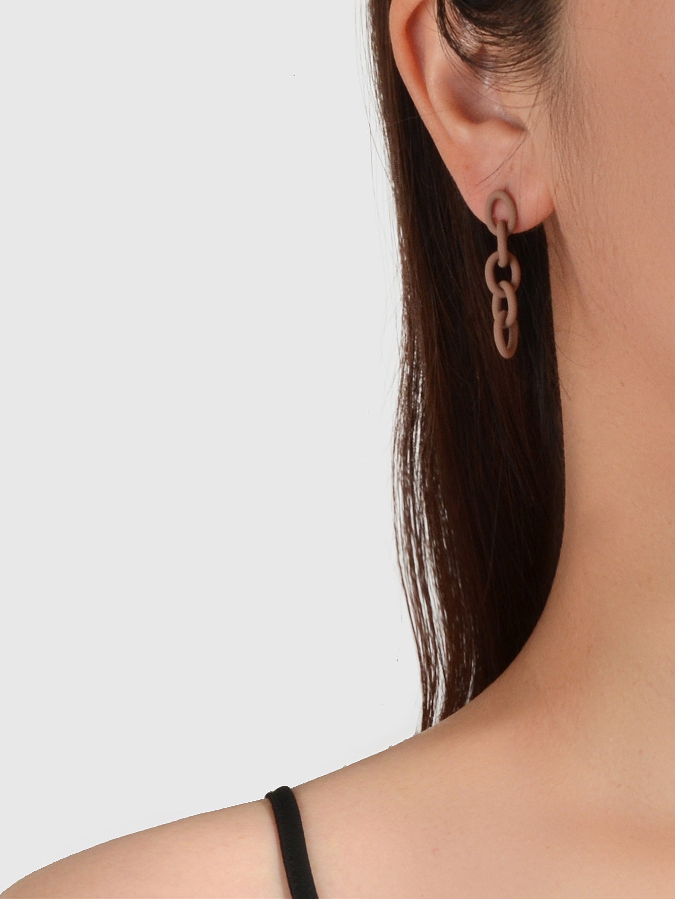 Party Decoration for Women Brown Lock Chain Dangle Hypoallergenic Stud Earrings