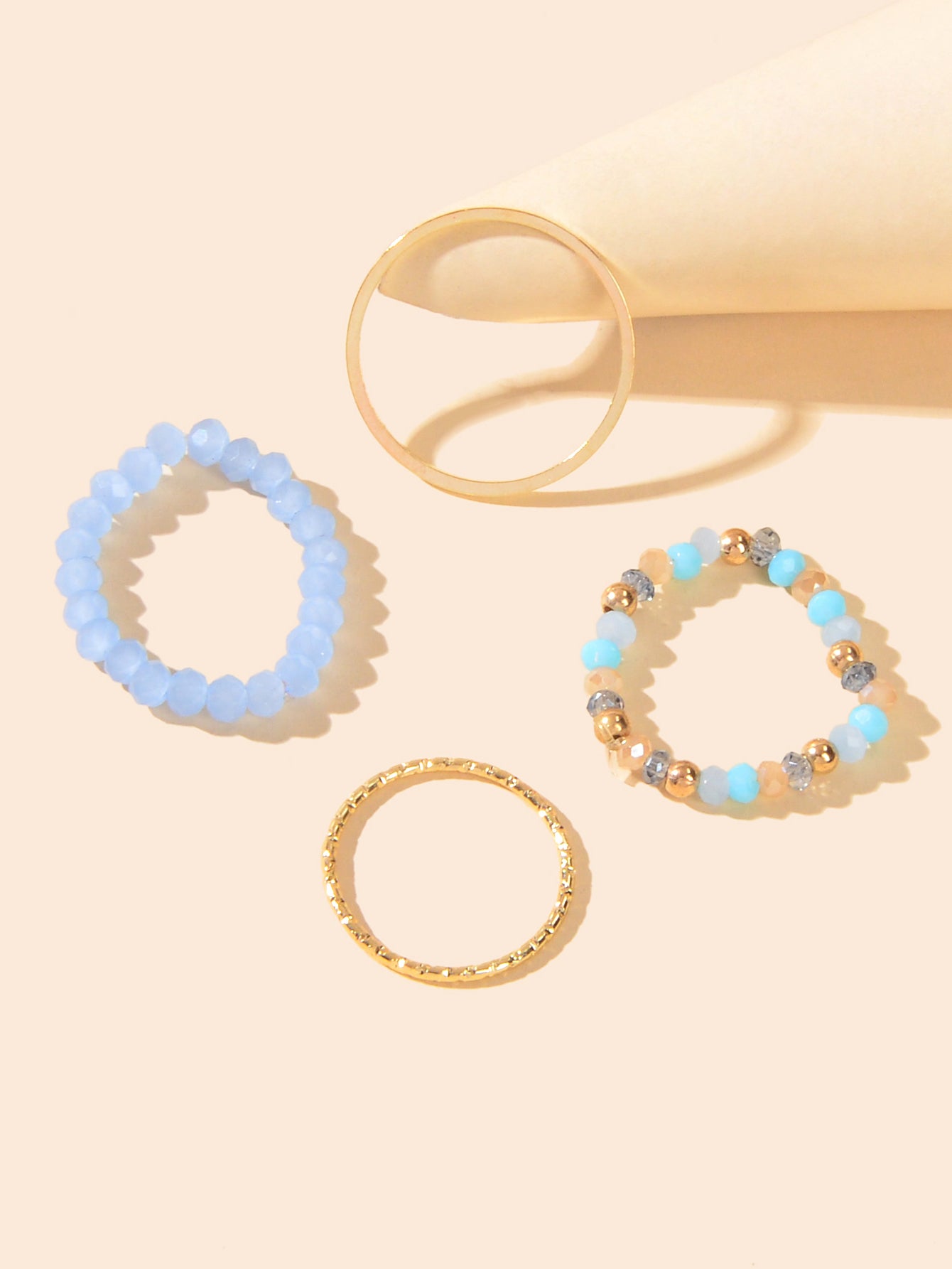 4 pcs Elastic Beads Toe Rings Band Open Boho Midi Tail Ring set Beach Jewellery