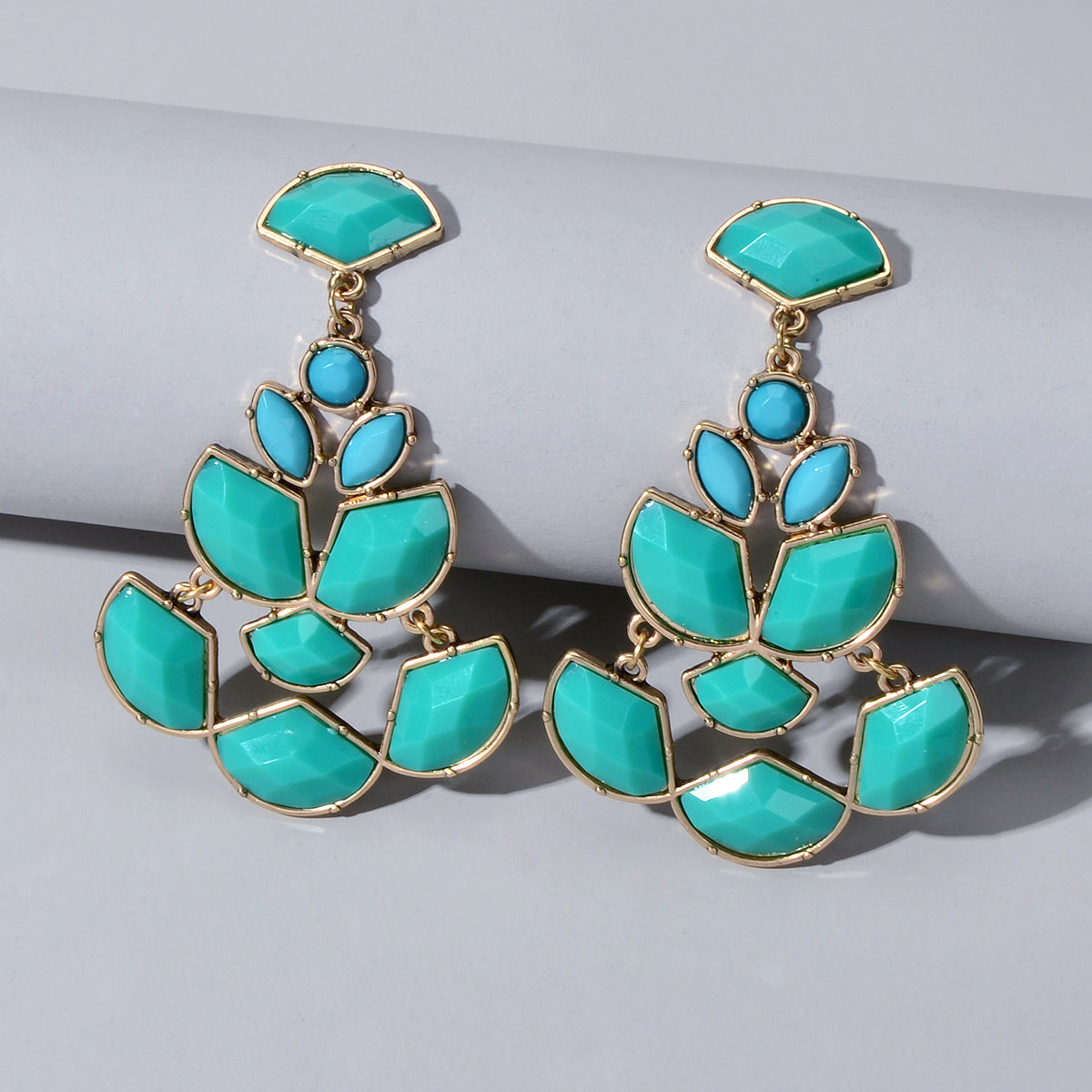 Ethnic Jewellery Black Green Geometric Chandelier Dangle Earrings Women Gift