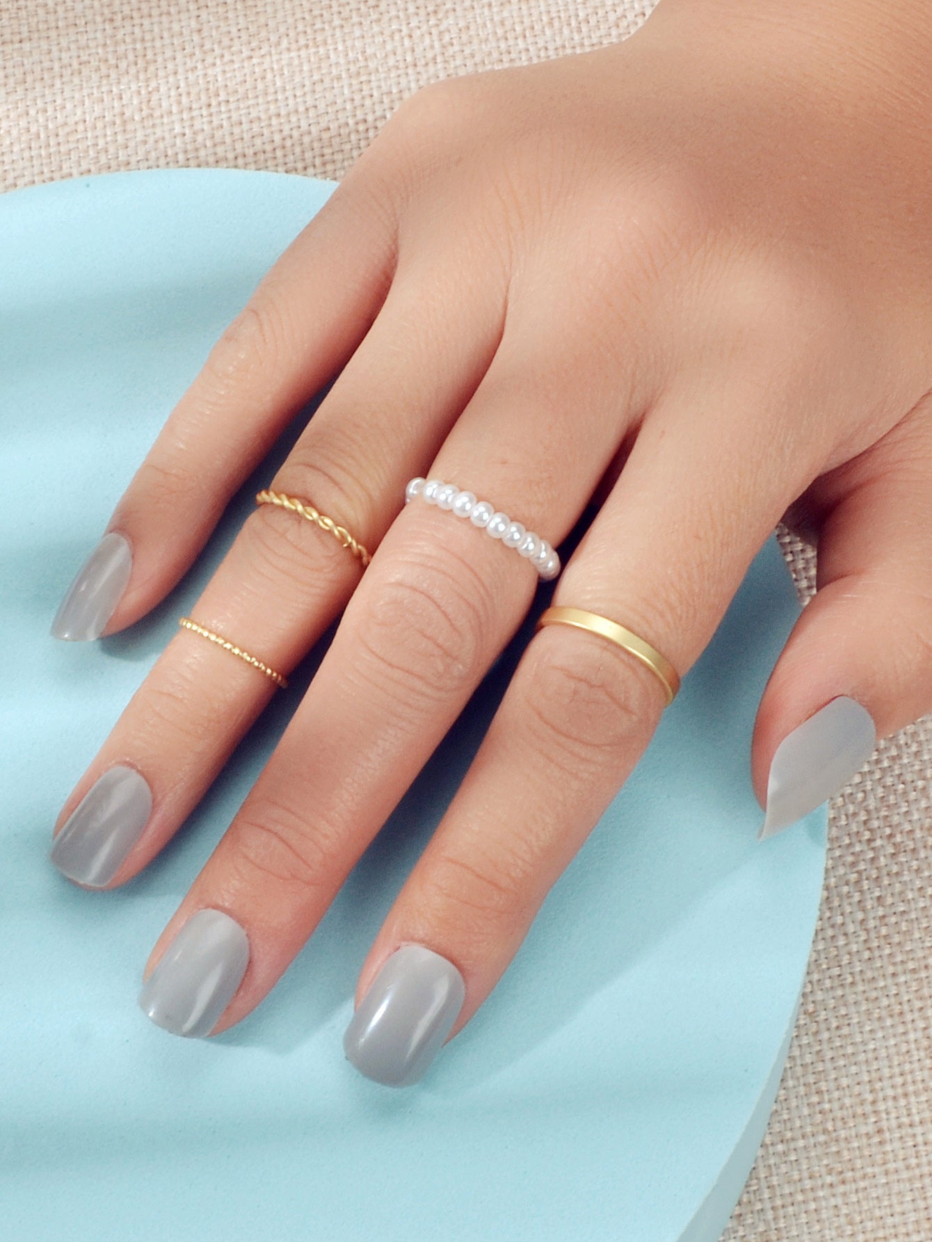 4pcs Boho Chic Stackable Pearl Midi Finger Knuckle Multiple Rings set Bulk Pack